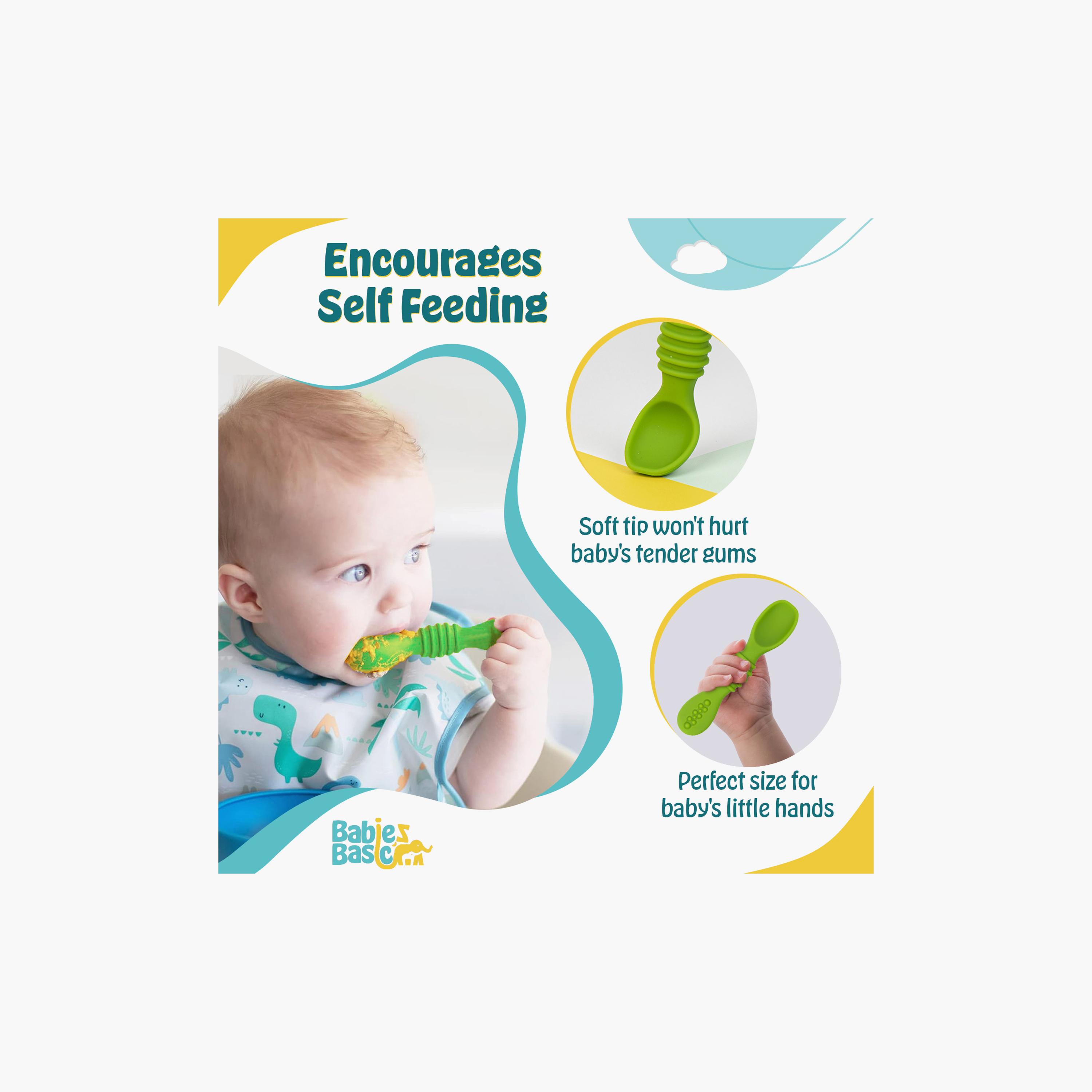 Babies Basic 2-Piece Soft Tip BPA Free Silicone First Stage Training Spoons-baby-feeding-mealtimeessentials-image-2