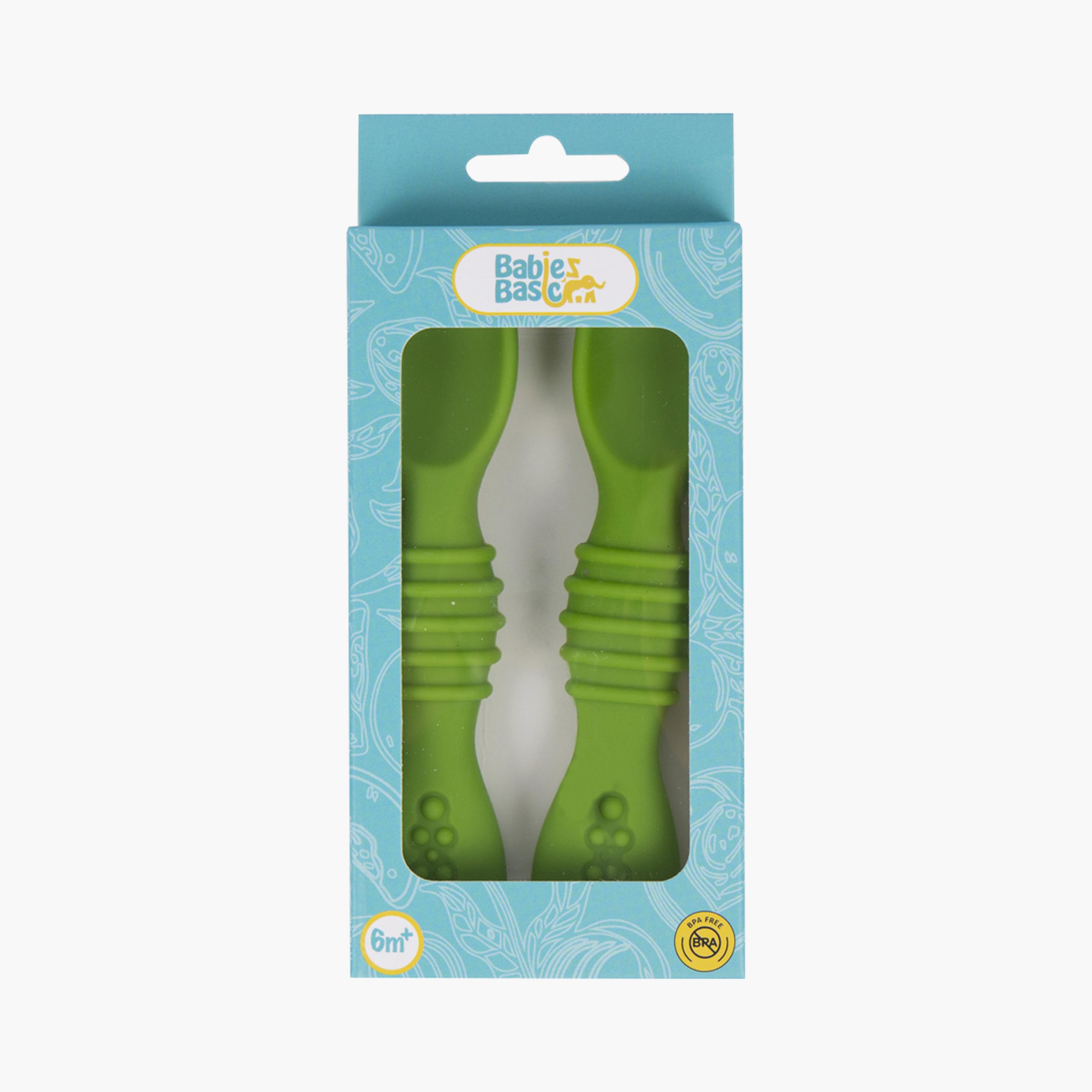 Babies Basic 2-Piece Soft Tip BPA Free Silicone First Stage Training Spoons-baby-feeding-mealtimeessentials-image-3