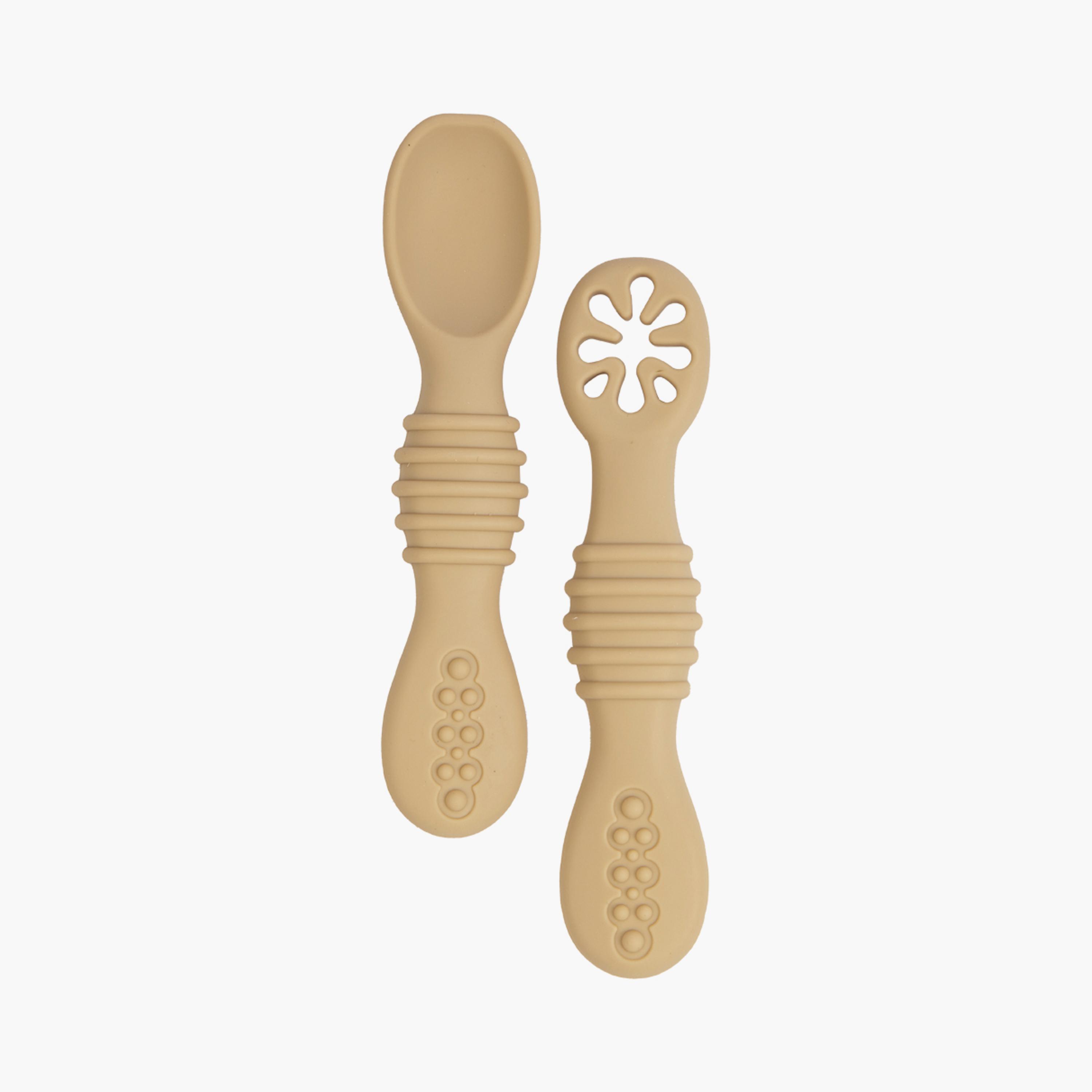 Babies Basic 2-Piece Soft Tip BPA Free Silicone First Stage Training Spoon with Masher-baby-feeding-mealtimeessentials-image-1