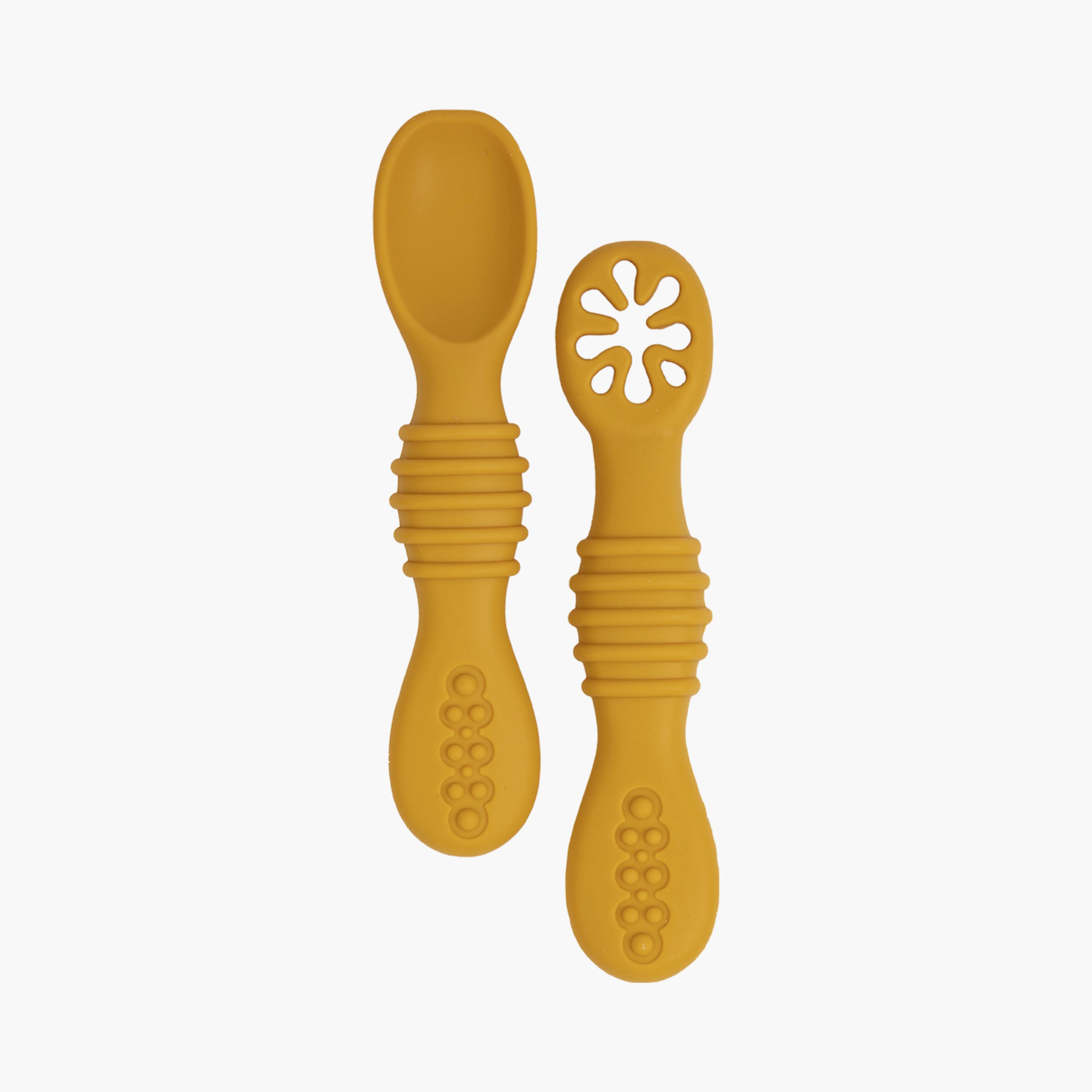 Babies Basic 2-Piece Soft Tip BPA Free Silicone First Stage Training Spoon with Masher-baby-feeding-mealtimeessentials-image-1
