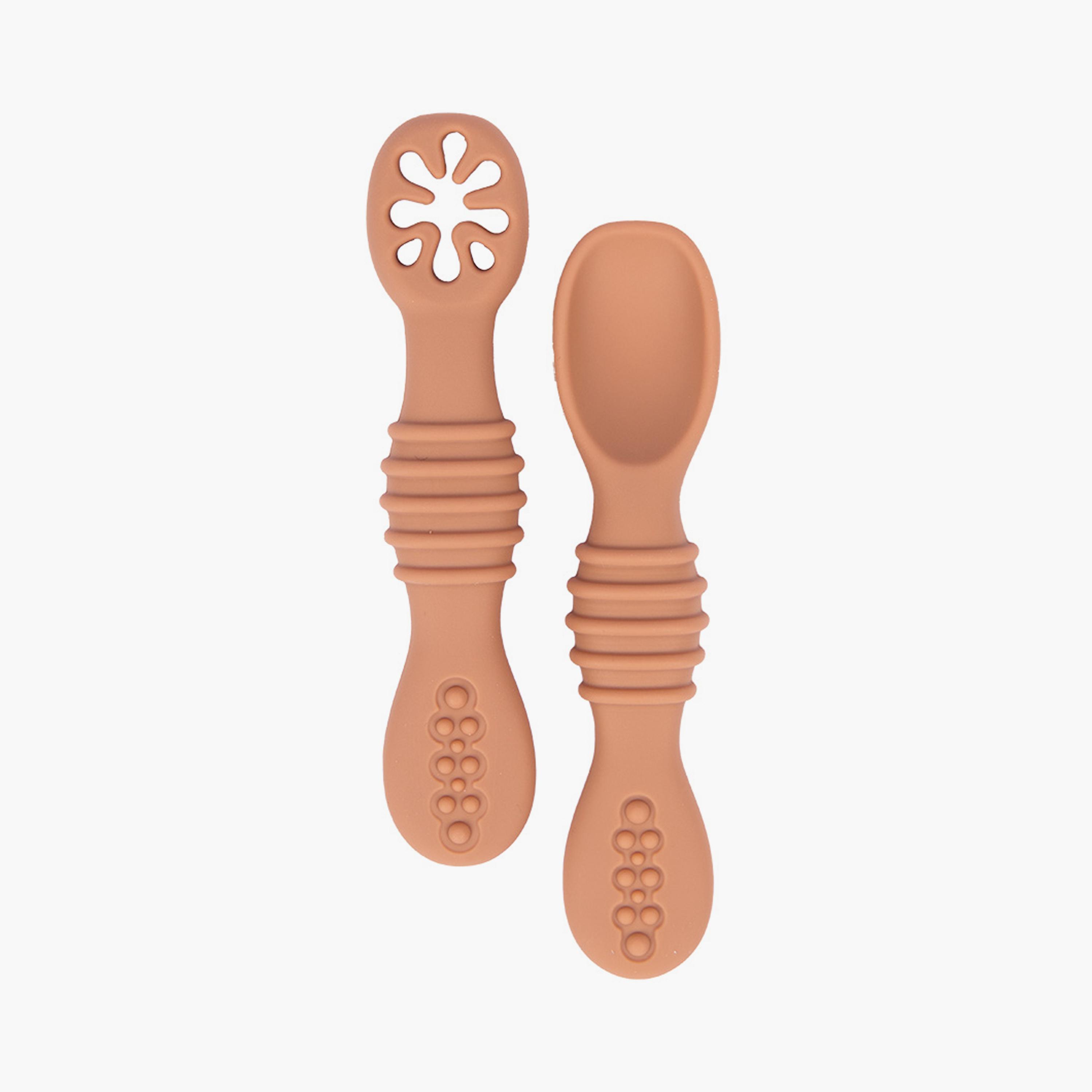Babies Basic 2-Piece Soft Tip BPA Free Silicone First Stage Training Spoon with Masher-baby-feeding-mealtimeessentials-image-1