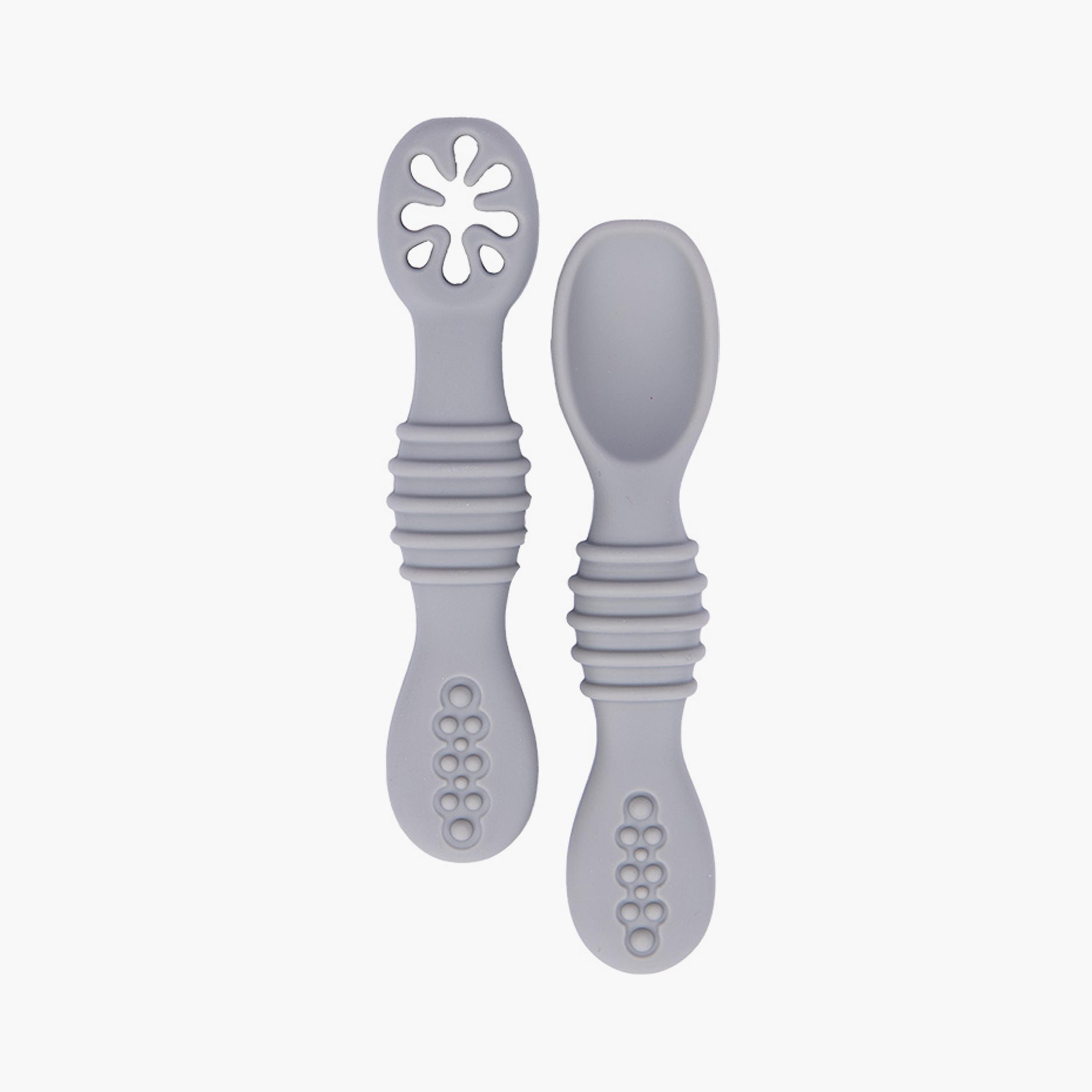 Babies Basic 2-Piece Soft Tip BPA Free Silicone First Stage Training Spoon with Masher-baby-feeding-mealtimeessentials-image-1