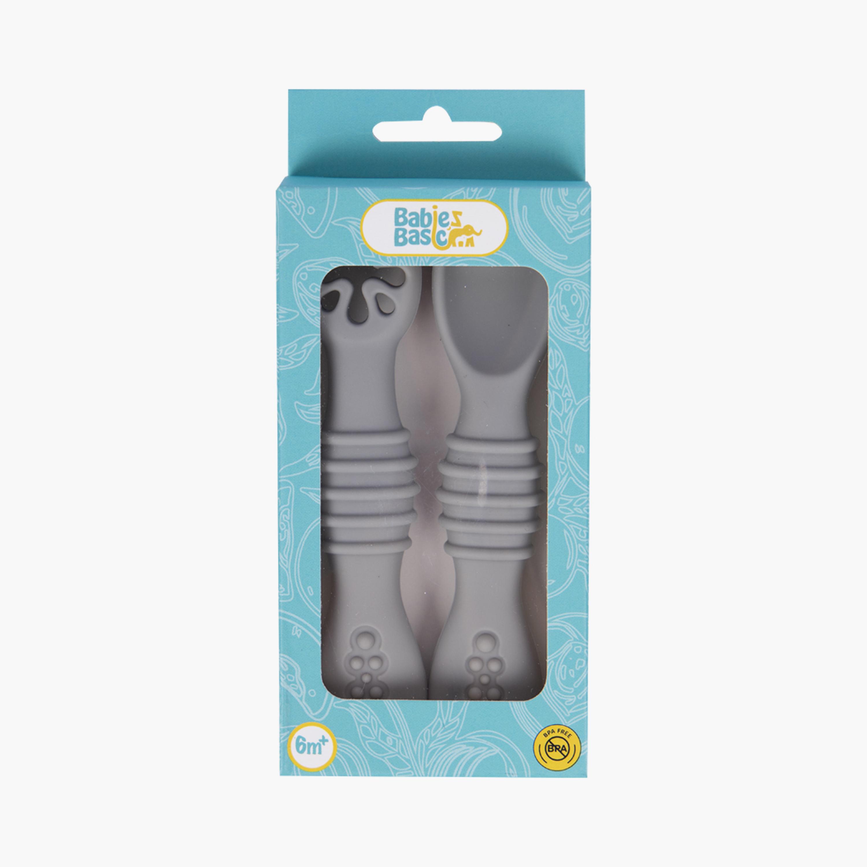 Babies Basic 2-Piece Soft Tip BPA Free Silicone First Stage Training Spoon with Masher-baby-feeding-mealtimeessentials-image-3