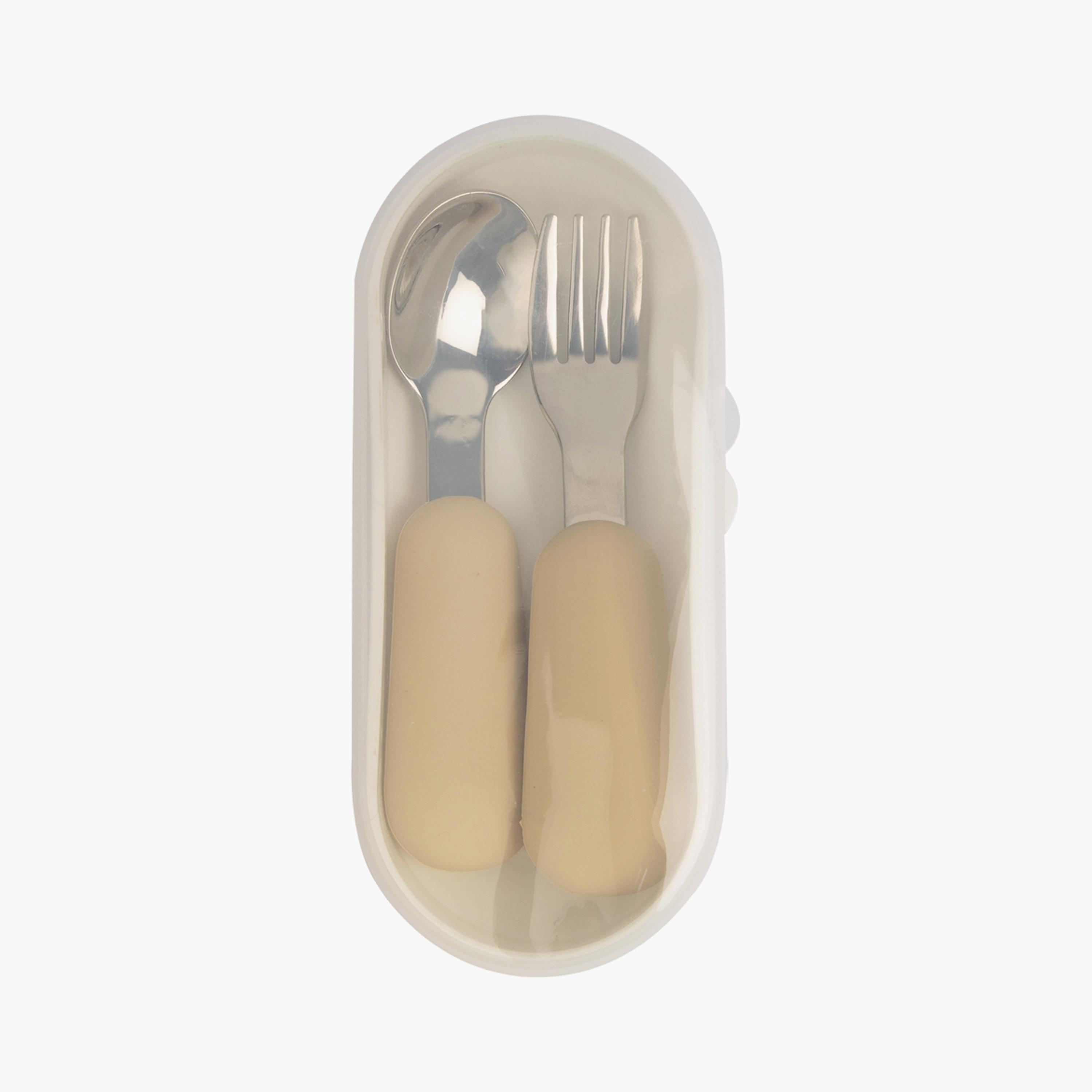 Babies Basic 2-Piece Stainless Steel Spoon & Fork Cutlery Set with Travel Case-baby-feeding-mealtimeessentials-image-1