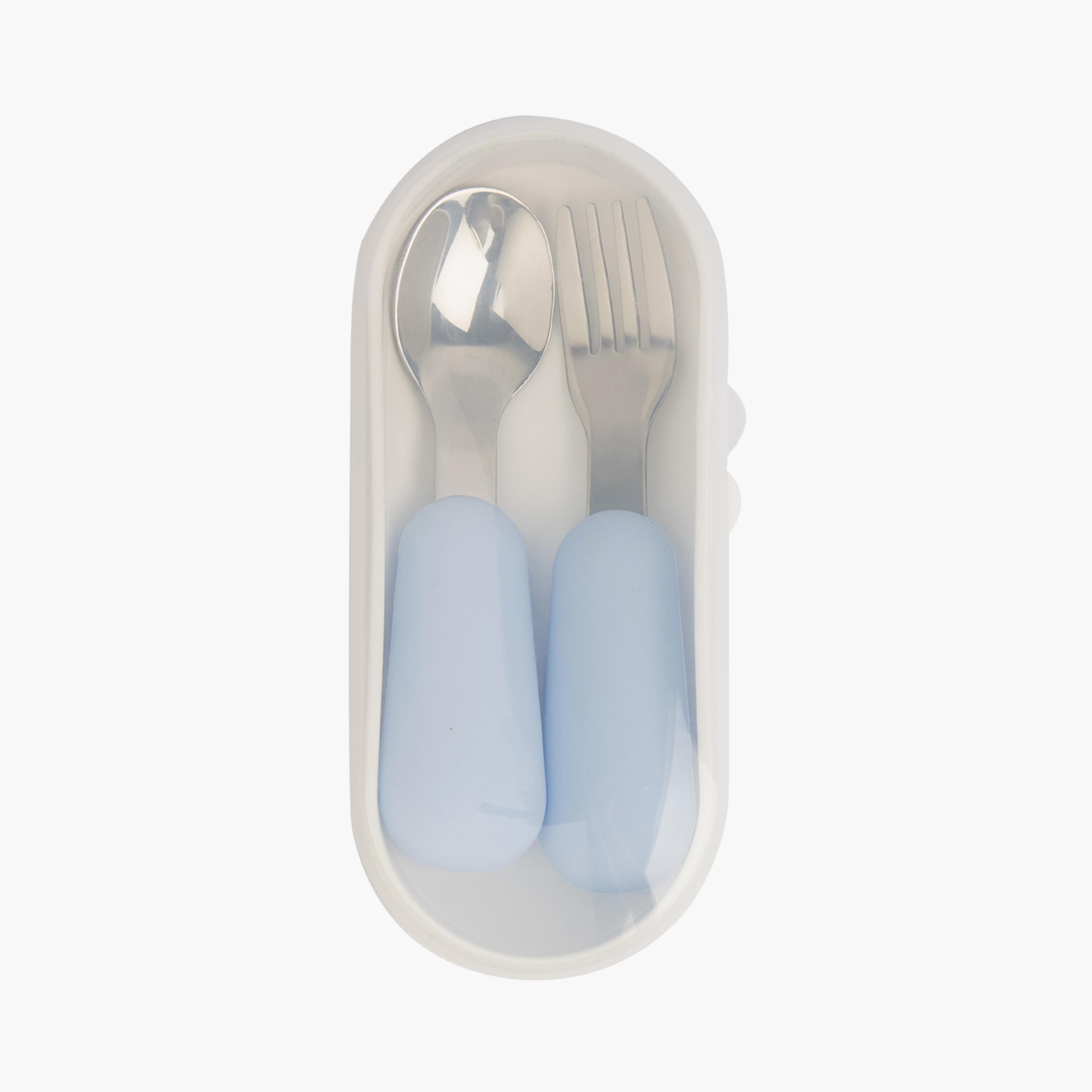 Babies Basic 2-Piece Stainless Steel Spoon & Fork Cutlery Set with Travel Case-baby-feeding-mealtimeessentials-image-1
