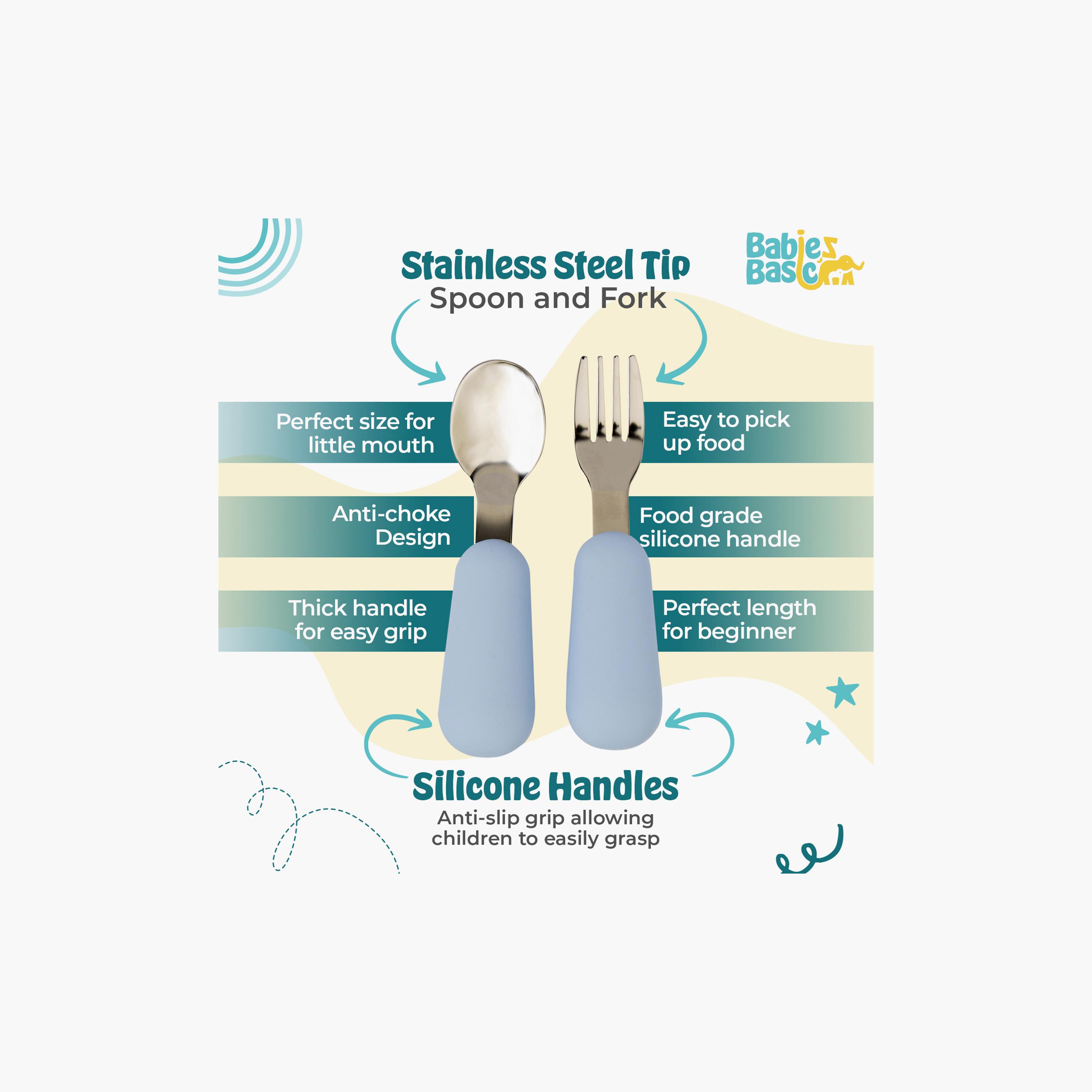 Babies Basic 2-Piece Stainless Steel Spoon & Fork Cutlery Set with Travel Case-baby-feeding-mealtimeessentials-image-2