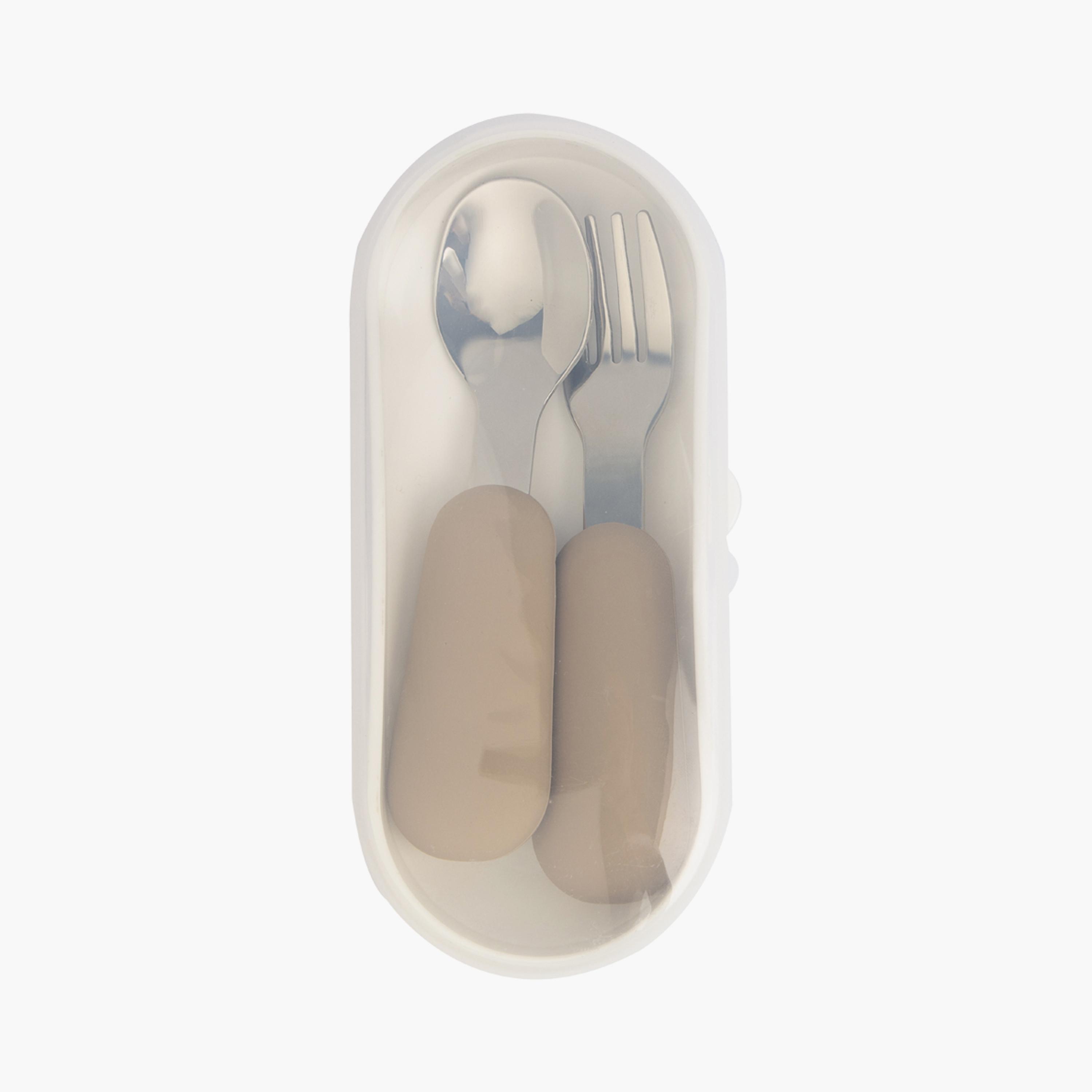 Babies Basic 2-Piece Stainless Steel Spoon & Fork Cutlery Set with Travel Case-baby-feeding-mealtimeessentials-image-1