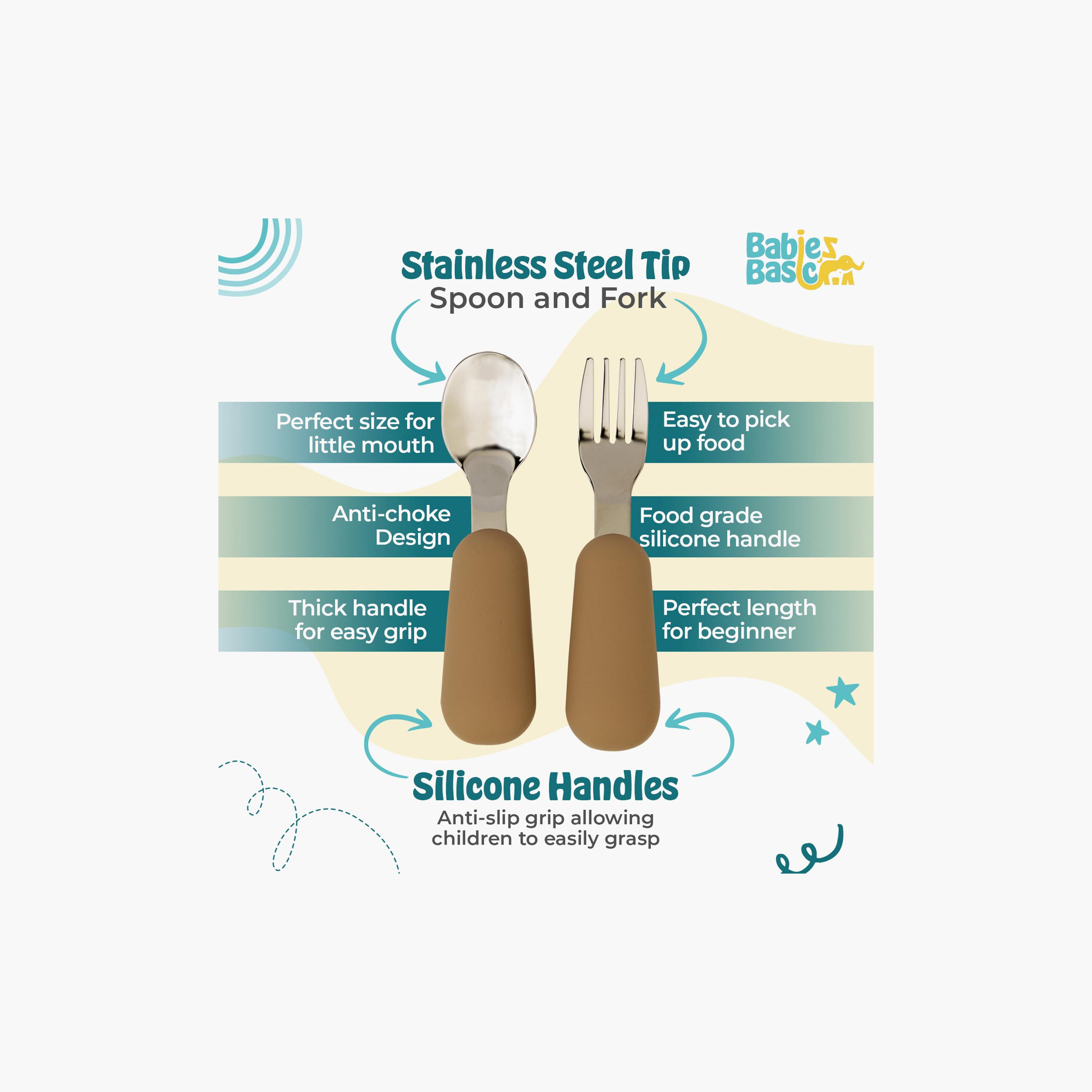 Babies Basic 2-Piece Stainless Steel Spoon & Fork Cutlery Set with Travel Case-baby-feeding-mealtimeessentials-image-2