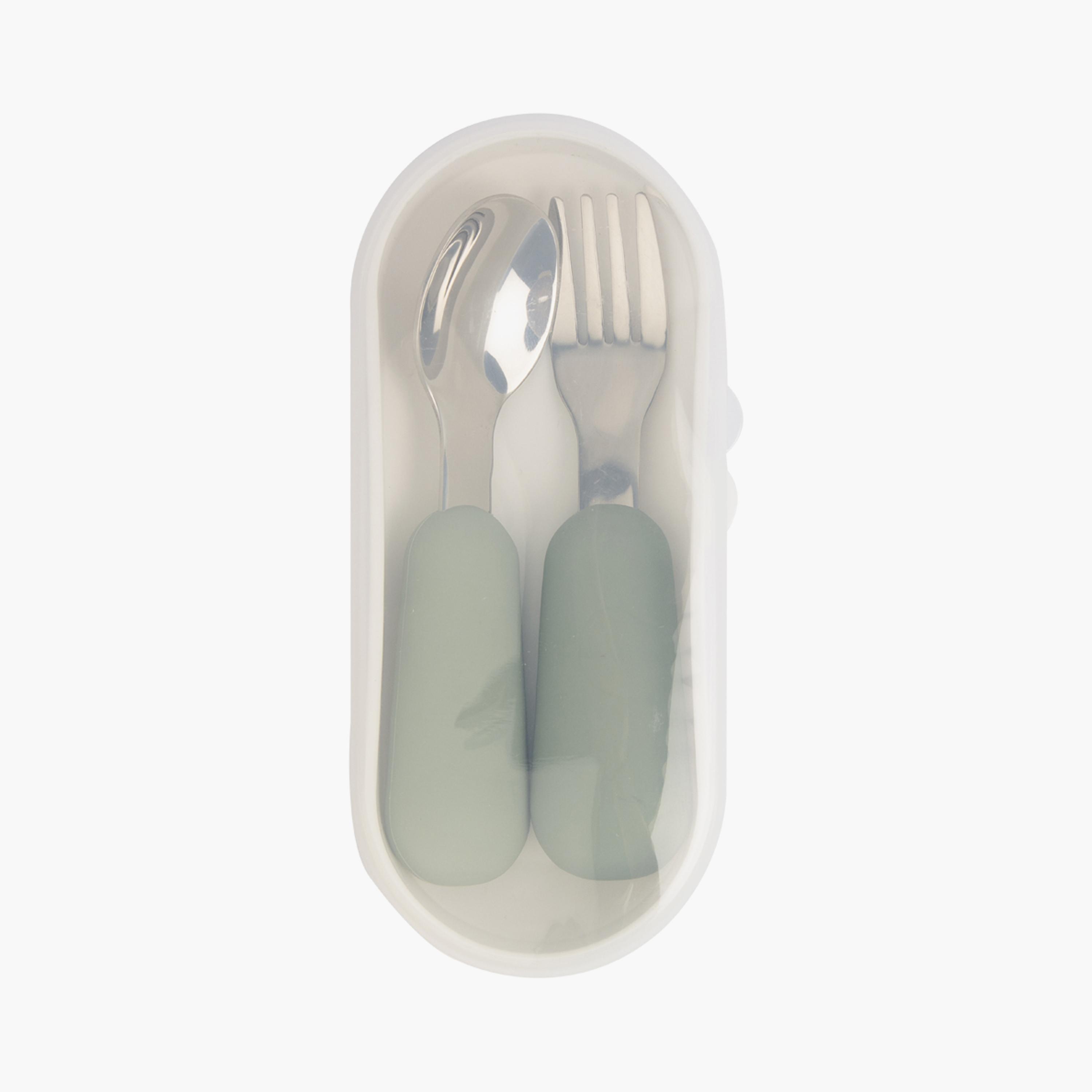 Babies Basic 2-Piece Stainless Steel Spoon & Fork Cutlery Set with Travel Case-baby-feeding-mealtimeessentials-image-1
