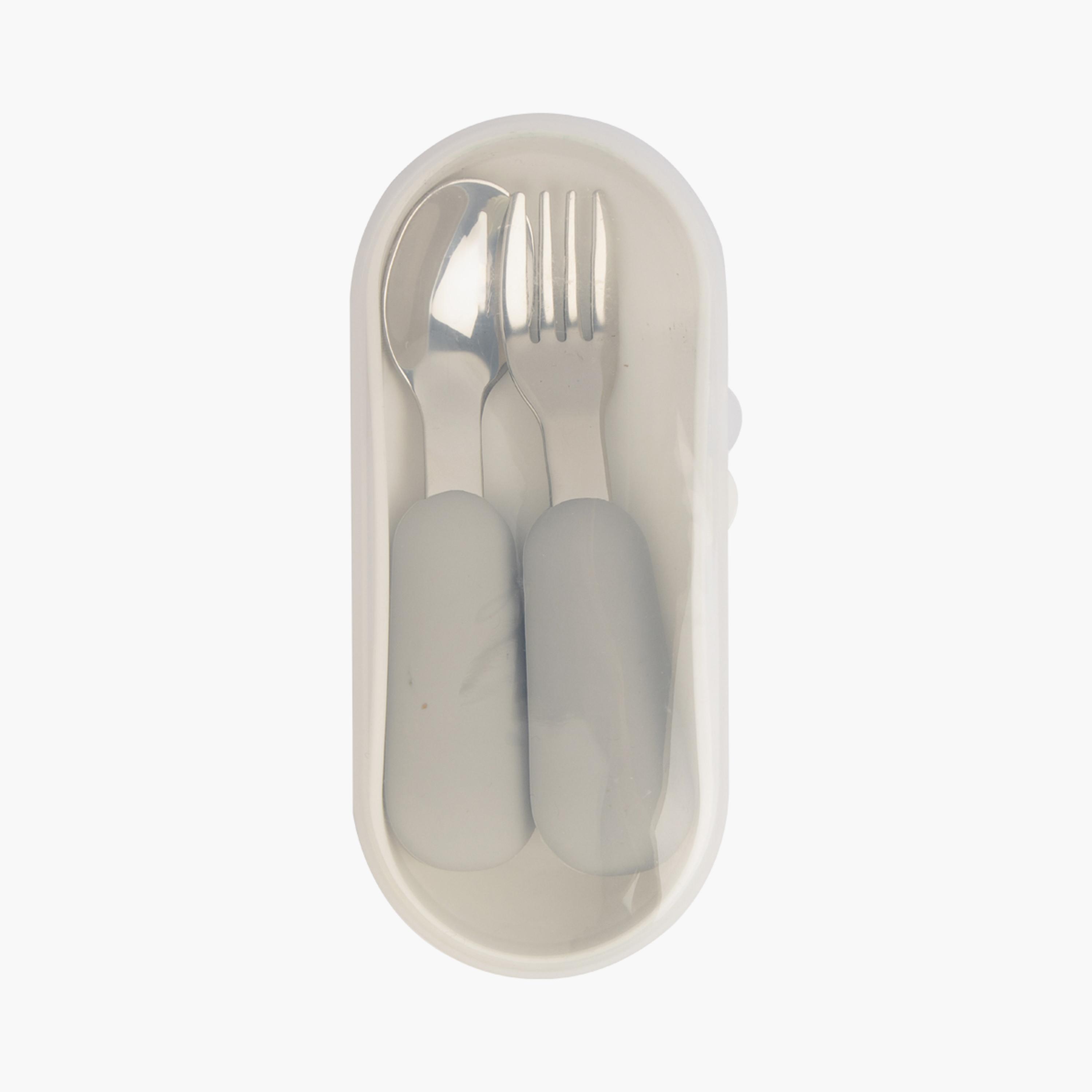 Babies Basic 2-Piece Stainless Steel Spoon & Fork Cutlery Set with Travel Case-baby-feeding-mealtimeessentials-image-1