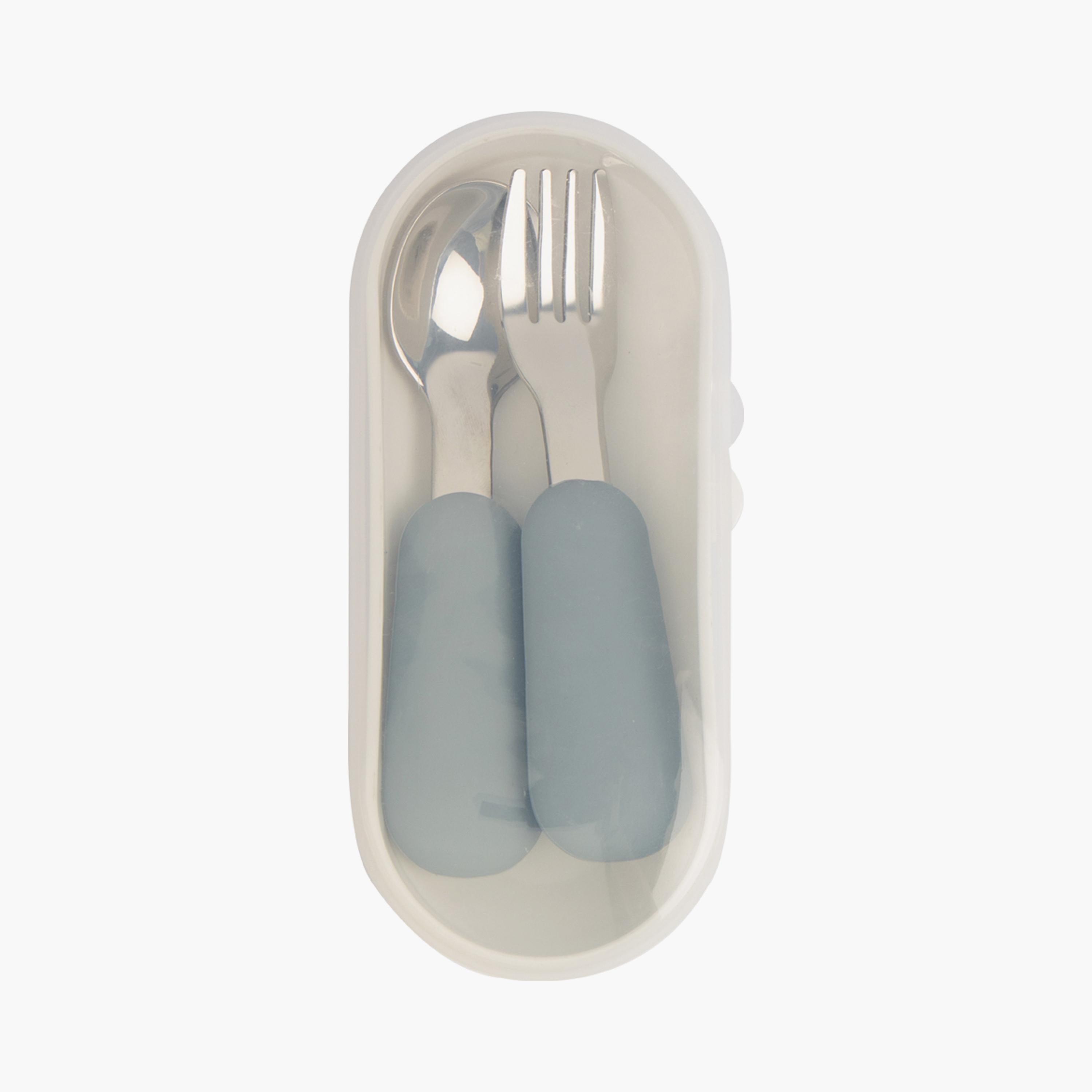 Babies Basic 2-Piece Stainless Steel Spoon & Fork Cutlery Set with Travel Case-baby-feeding-mealtimeessentials-image-1