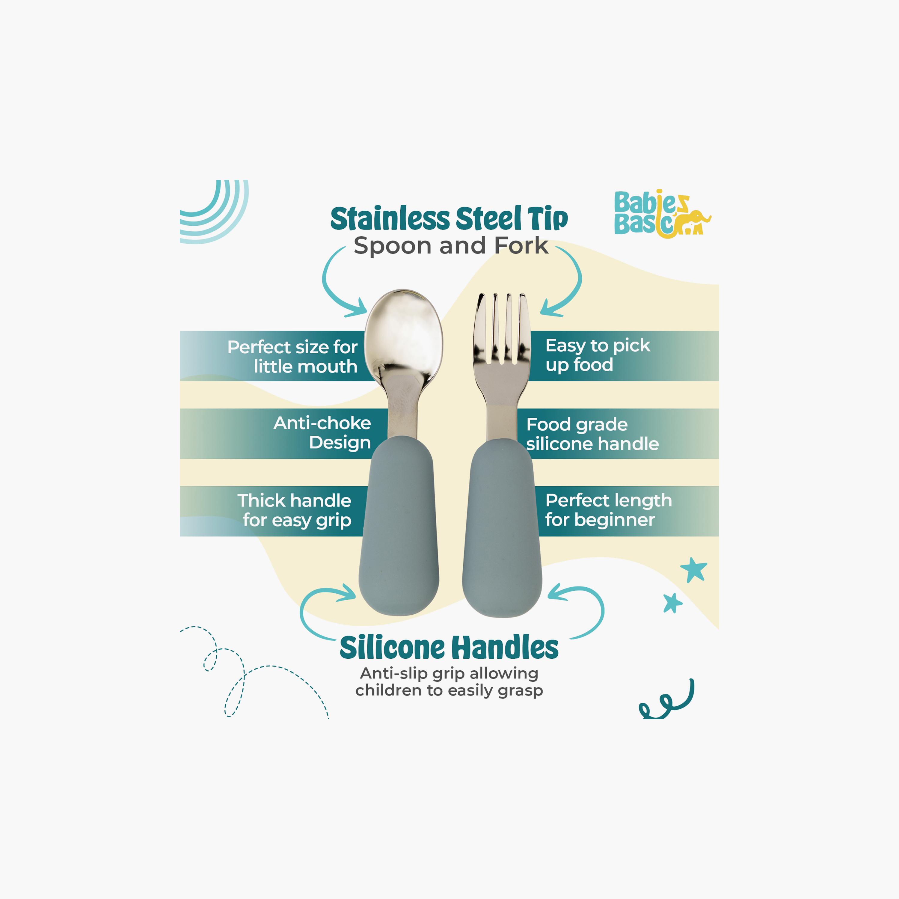 Babies Basic 2-Piece Stainless Steel Spoon & Fork Cutlery Set with Travel Case-baby-feeding-mealtimeessentials-image-2