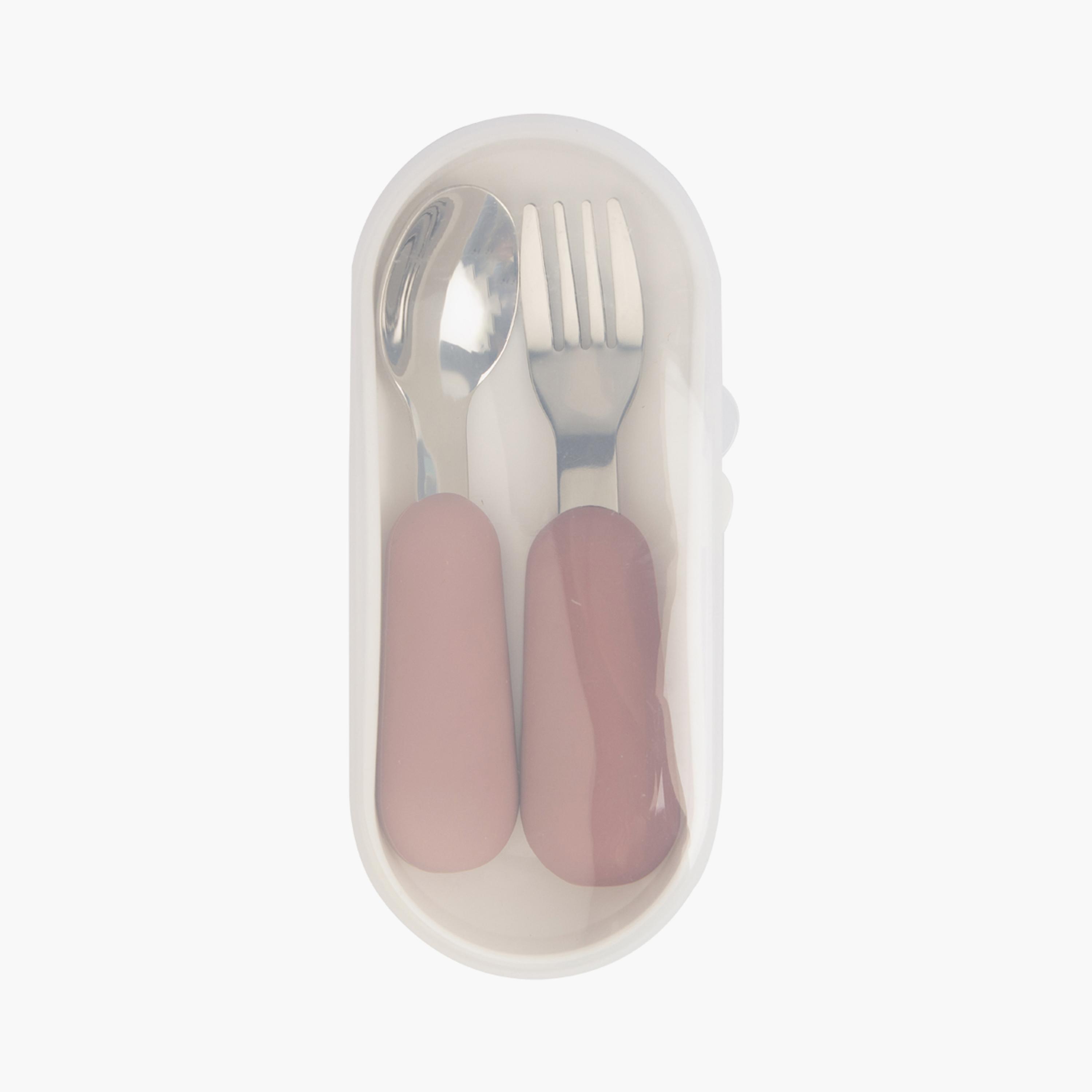 Babies Basic 2-Piece Stainless Steel Spoon & Fork Cutlery Set with Travel Case-baby-feeding-mealtimeessentials-image-1