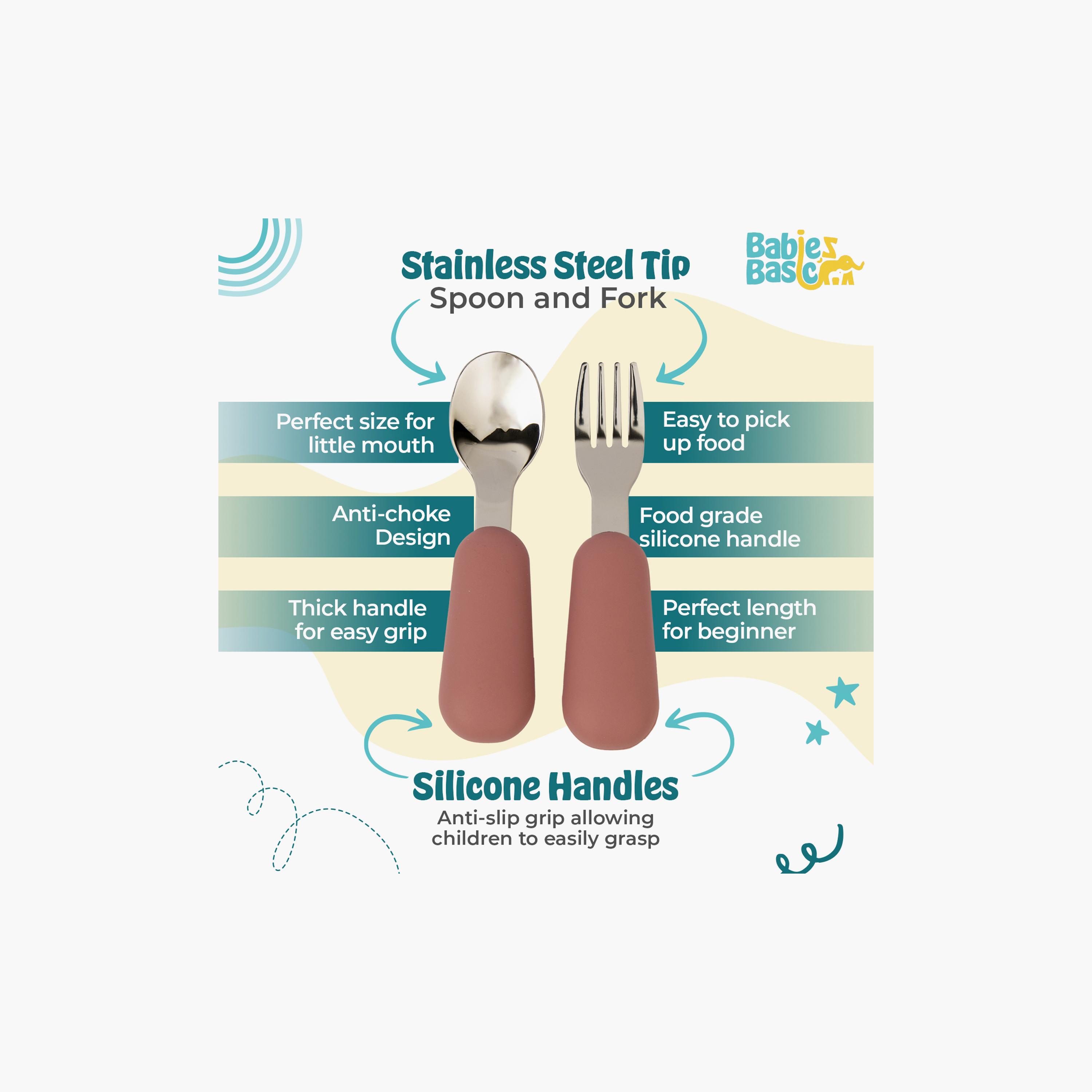 Babies Basic 2-Piece Stainless Steel Spoon & Fork Cutlery Set with Travel Case-baby-feeding-mealtimeessentials-image-2