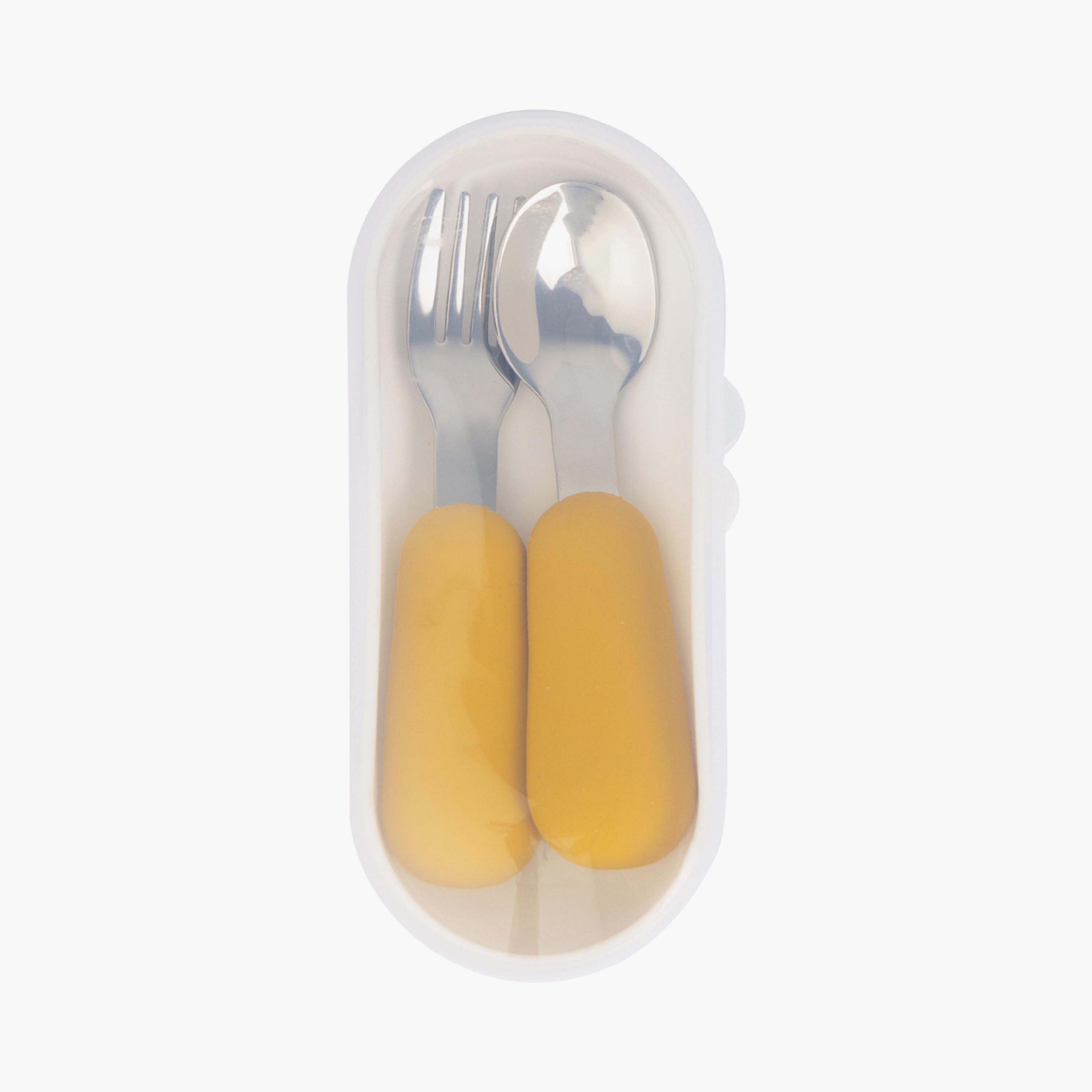 Babies Basic 2-Piece Stainless Steel Spoon & Fork Cutlery Set with Travel Case-baby-feeding-mealtimeessentials-image-1