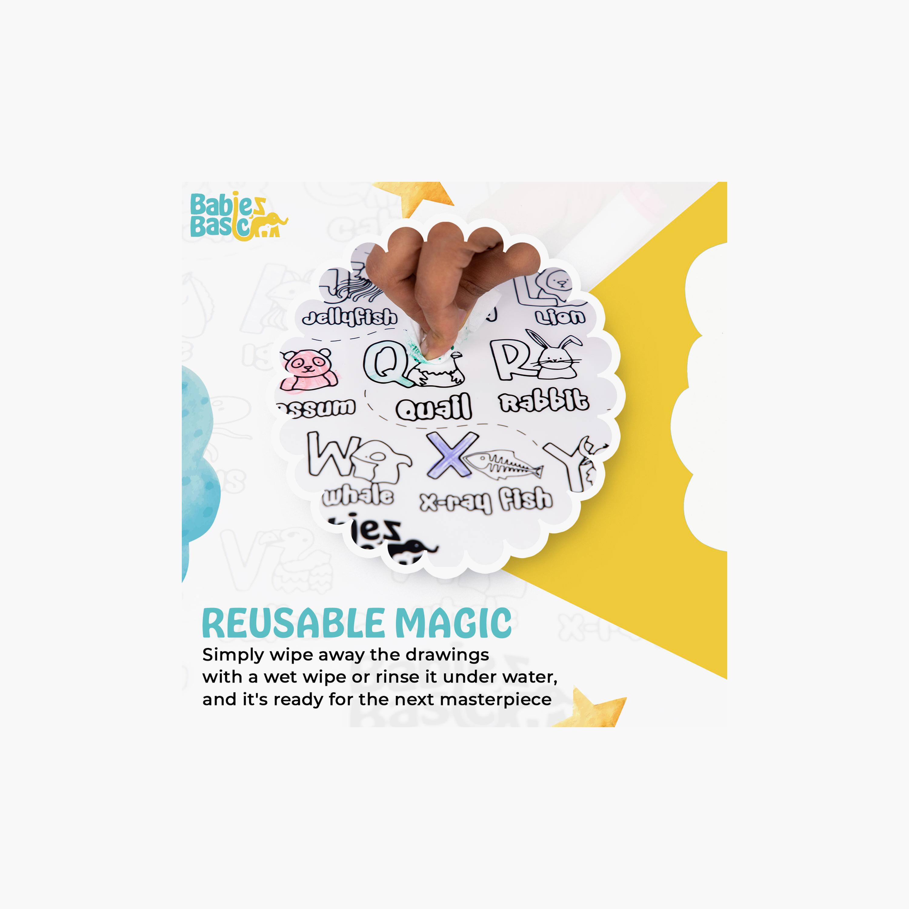 Babies Basic Reusable Silicone Colouring Mat with Pens & Travel Case - English Alphabet Design-school-artsandcrafts-image-3