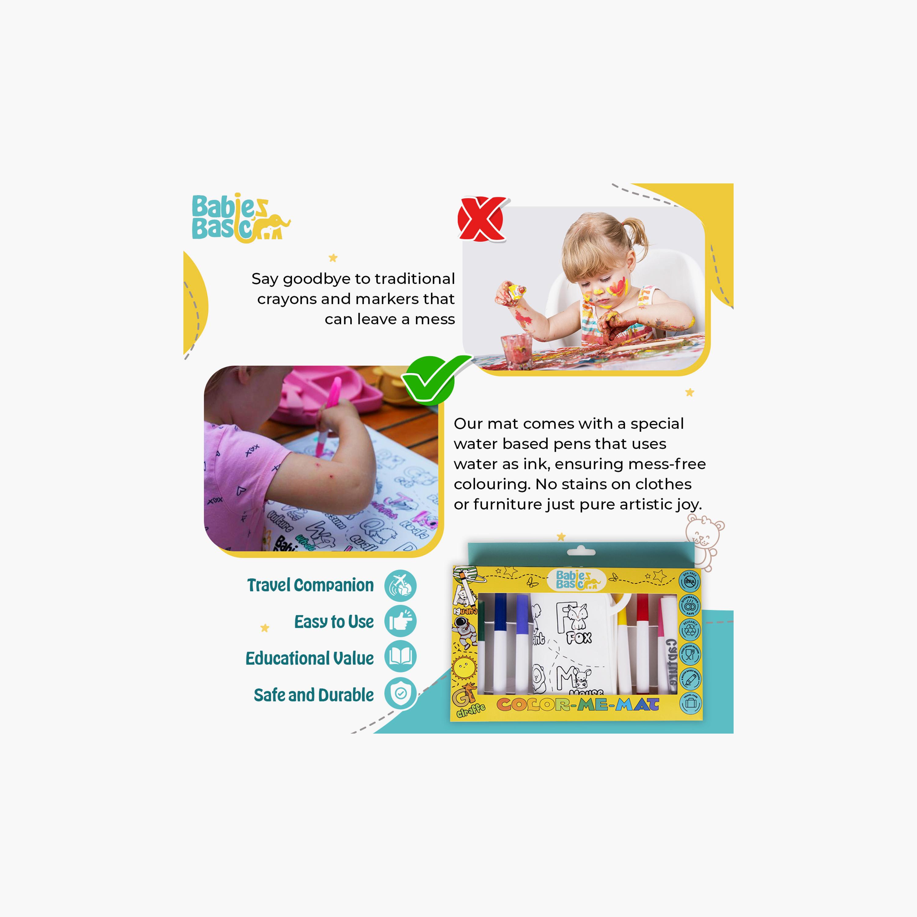 Babies Basic Reusable Silicone Colouring Mat with Pens & Travel Case - English Alphabet Design-school-artsandcrafts-image-4