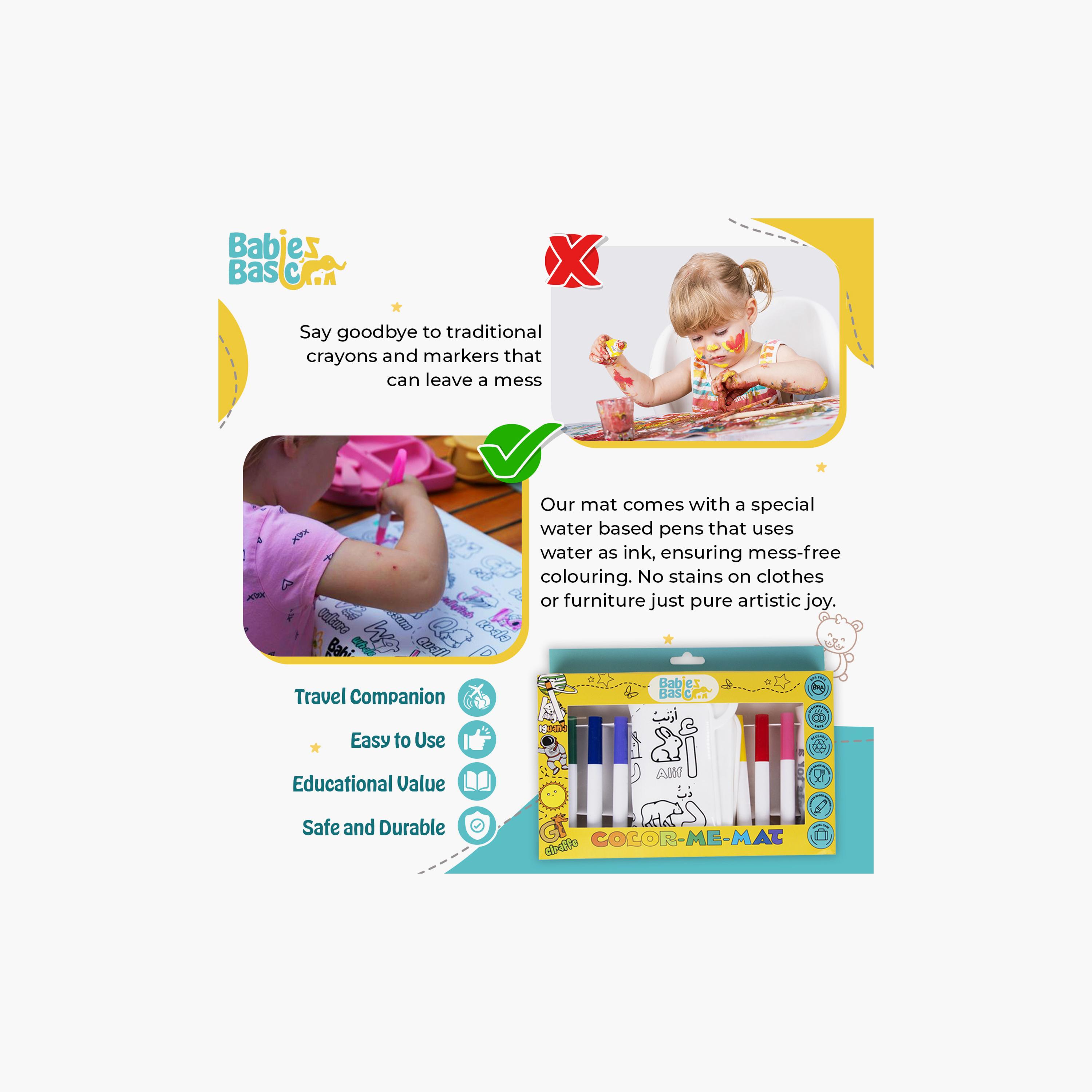 Babies Basic Reusable Silicone Colouring Mat with Pens & Travel Case - Arabic Alphabet Design-school-artsandcrafts-image-4