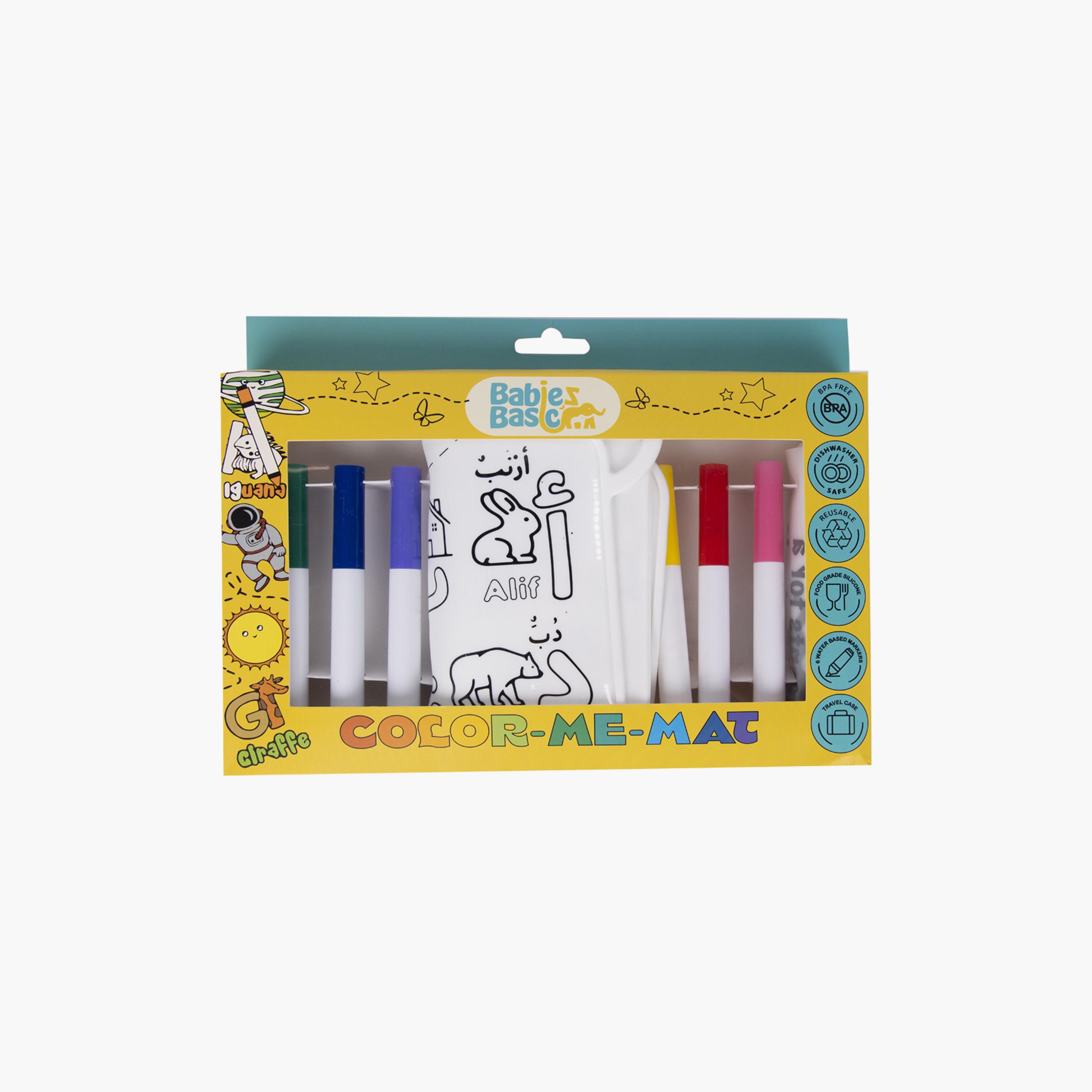 Babies Basic Reusable Silicone Colouring Mat with Pens & Travel Case - Arabic Alphabet Design-school-artsandcrafts-image-5