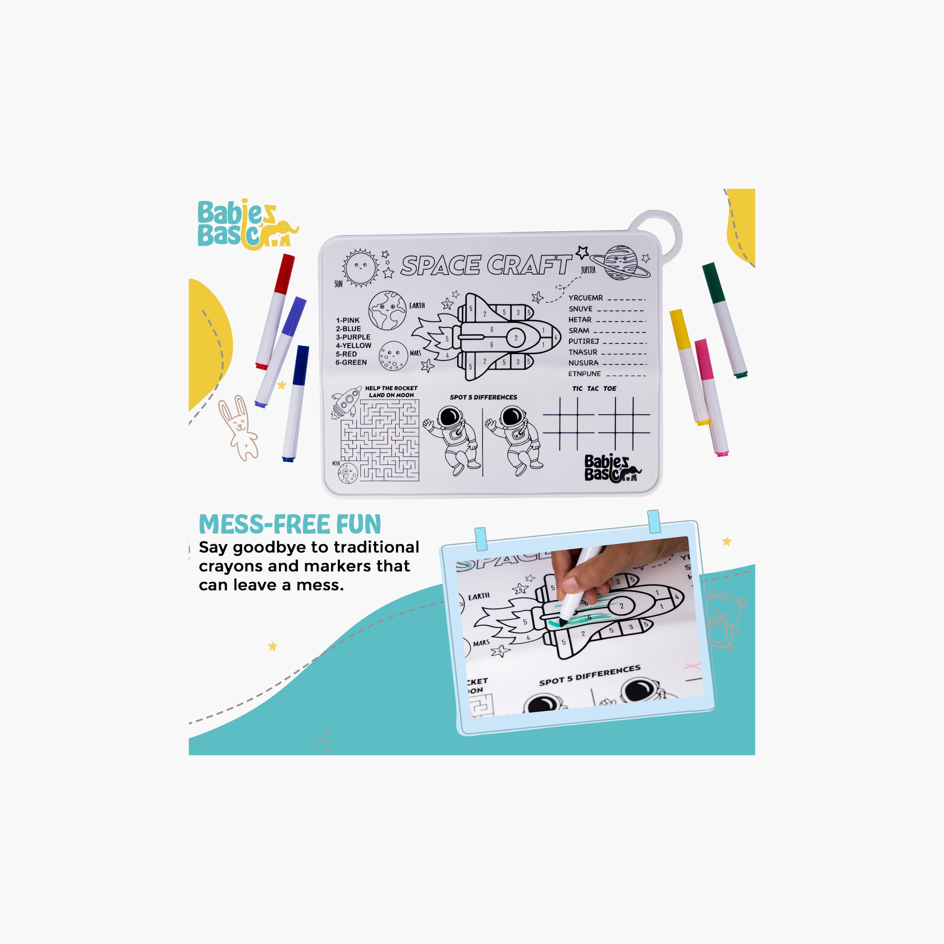 Babies Basic Reusable Silicone Colouring Mat with Pens & Travel Case - Game Design-school-artsandcrafts-image-2