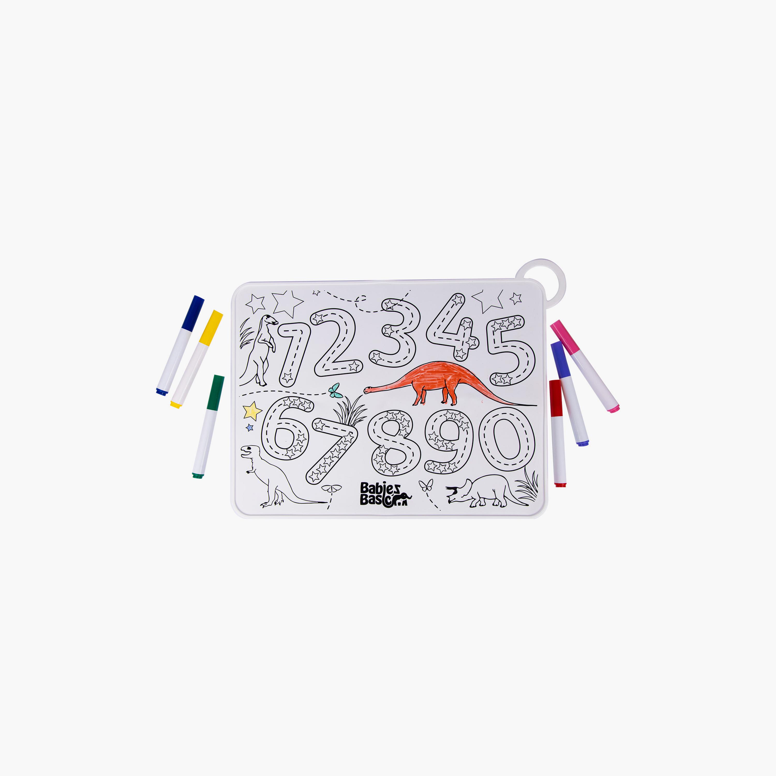 Babies Basic Reusable Silicone Colouring Mat with Pens & Travel Case - Number Design-school-artsandcrafts-image-1