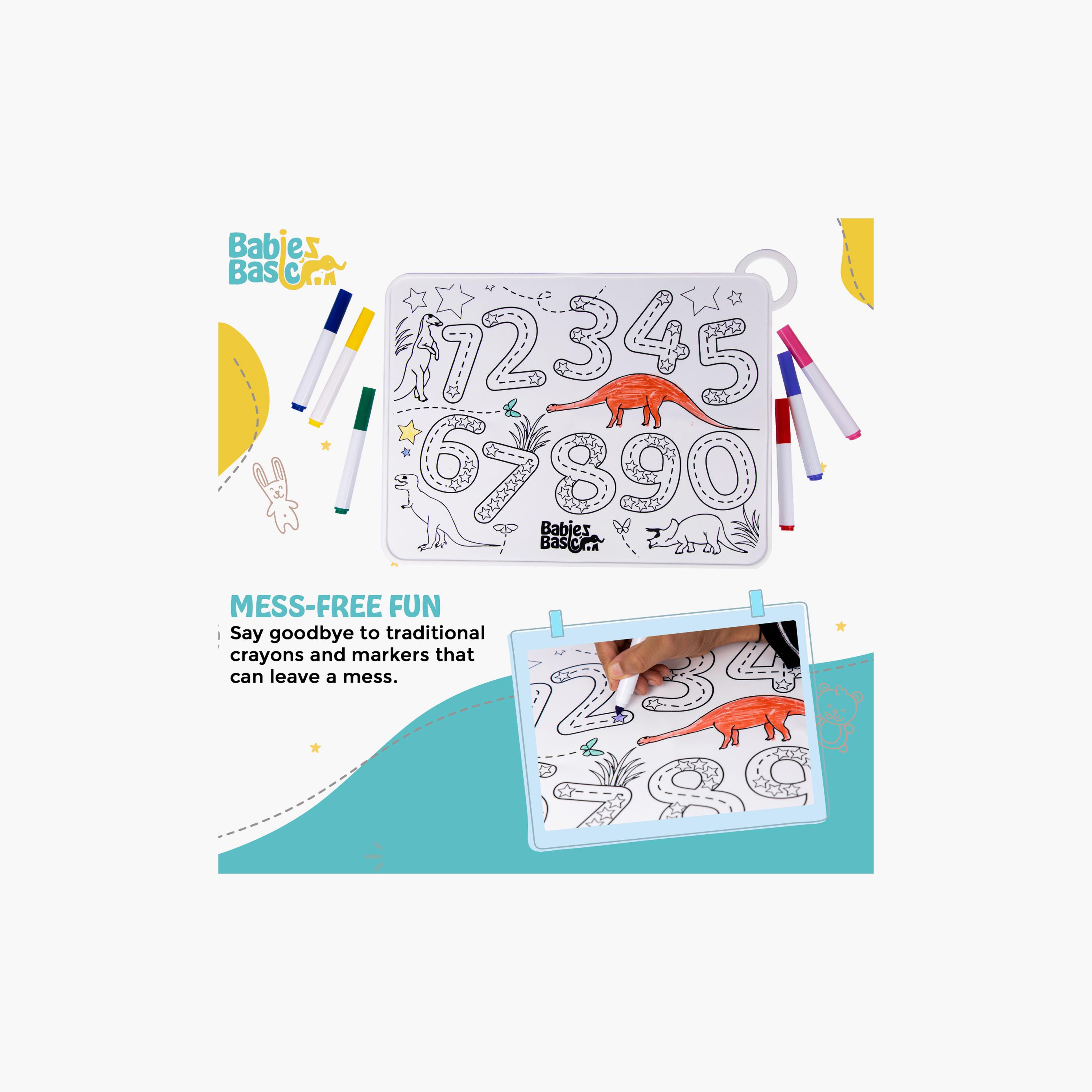 Babies Basic Reusable Silicone Colouring Mat with Pens & Travel Case - Number Design-school-artsandcrafts-image-2