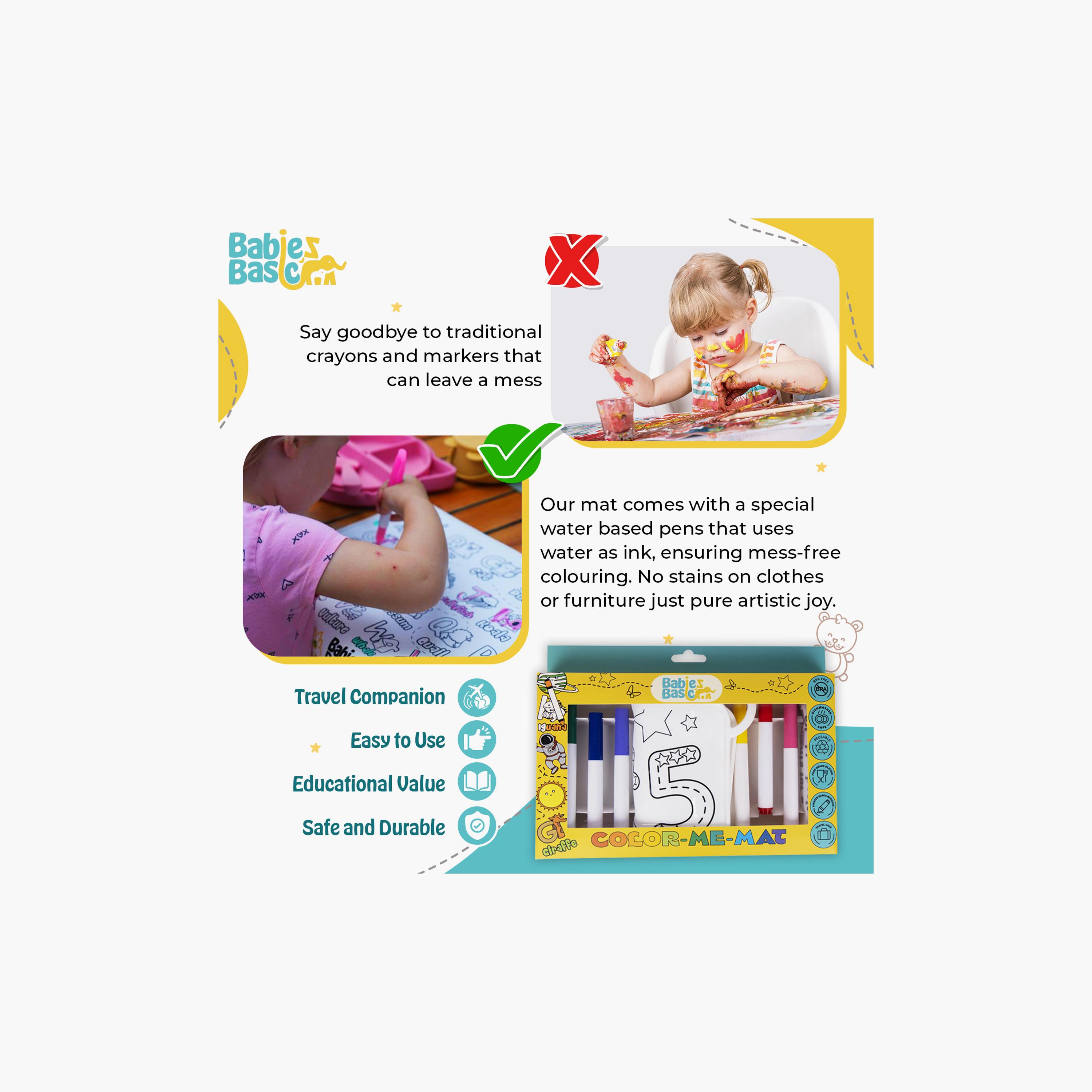 Babies Basic Reusable Silicone Colouring Mat with Pens & Travel Case - Number Design-school-artsandcrafts-image-4