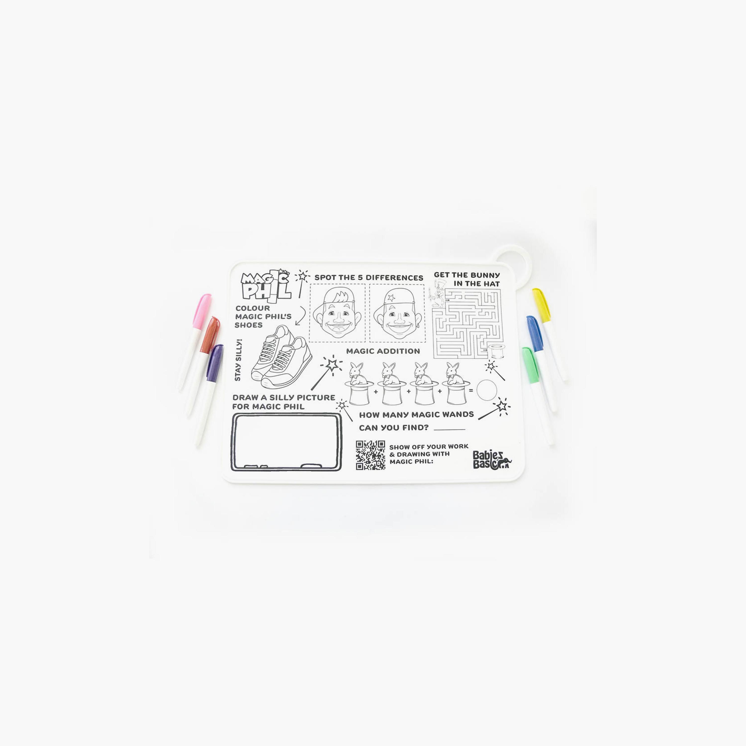 Babies Basic Reusable Silicone Colouring Mat with Pens & Travel Case - Magic Phil-school-artsandcrafts-image-1