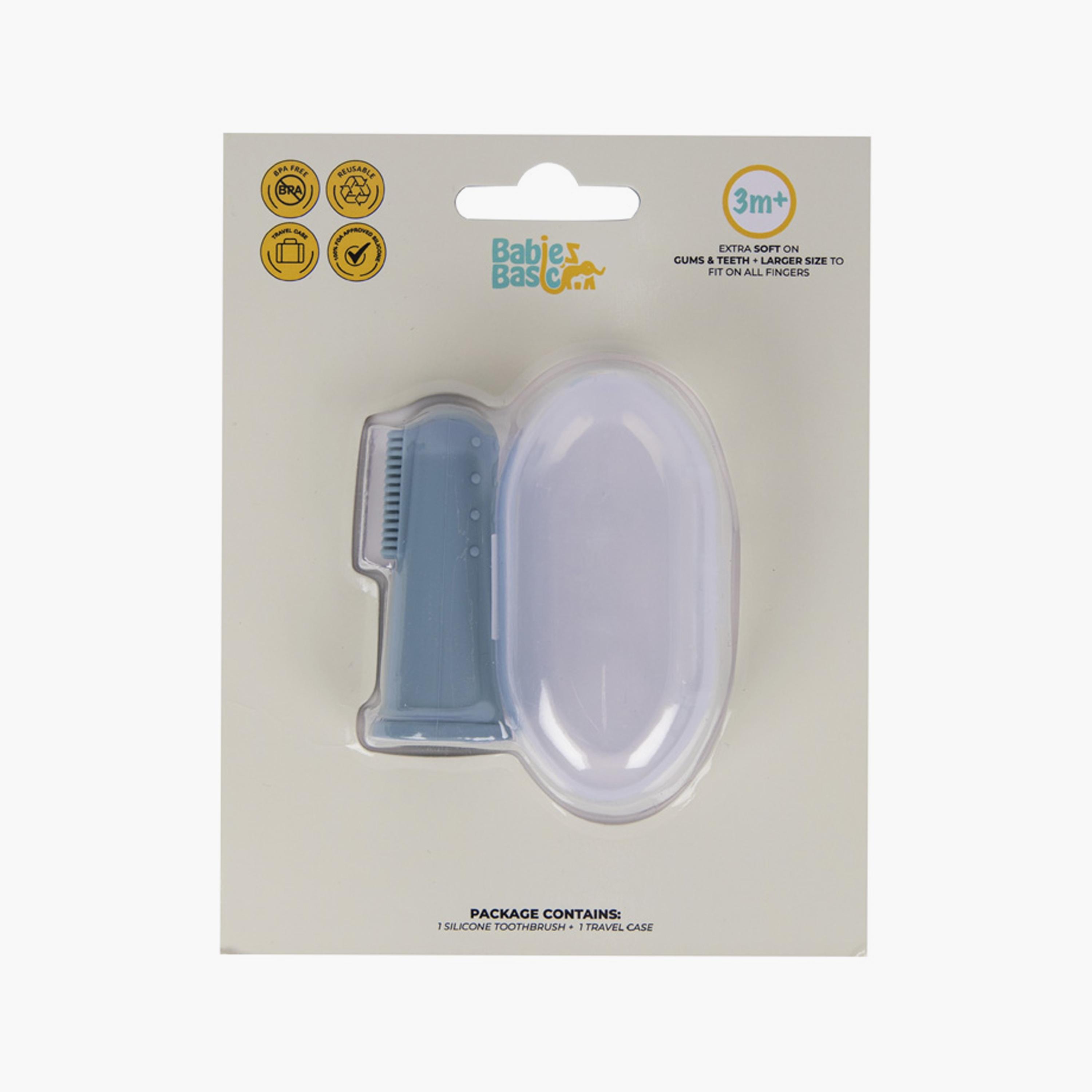 فرشاة أسنان سيليكون مكونة من قطعتين مع حقيبة سفر من بيبيز بيزيك-baby-bathandcare-oralcare-image-1