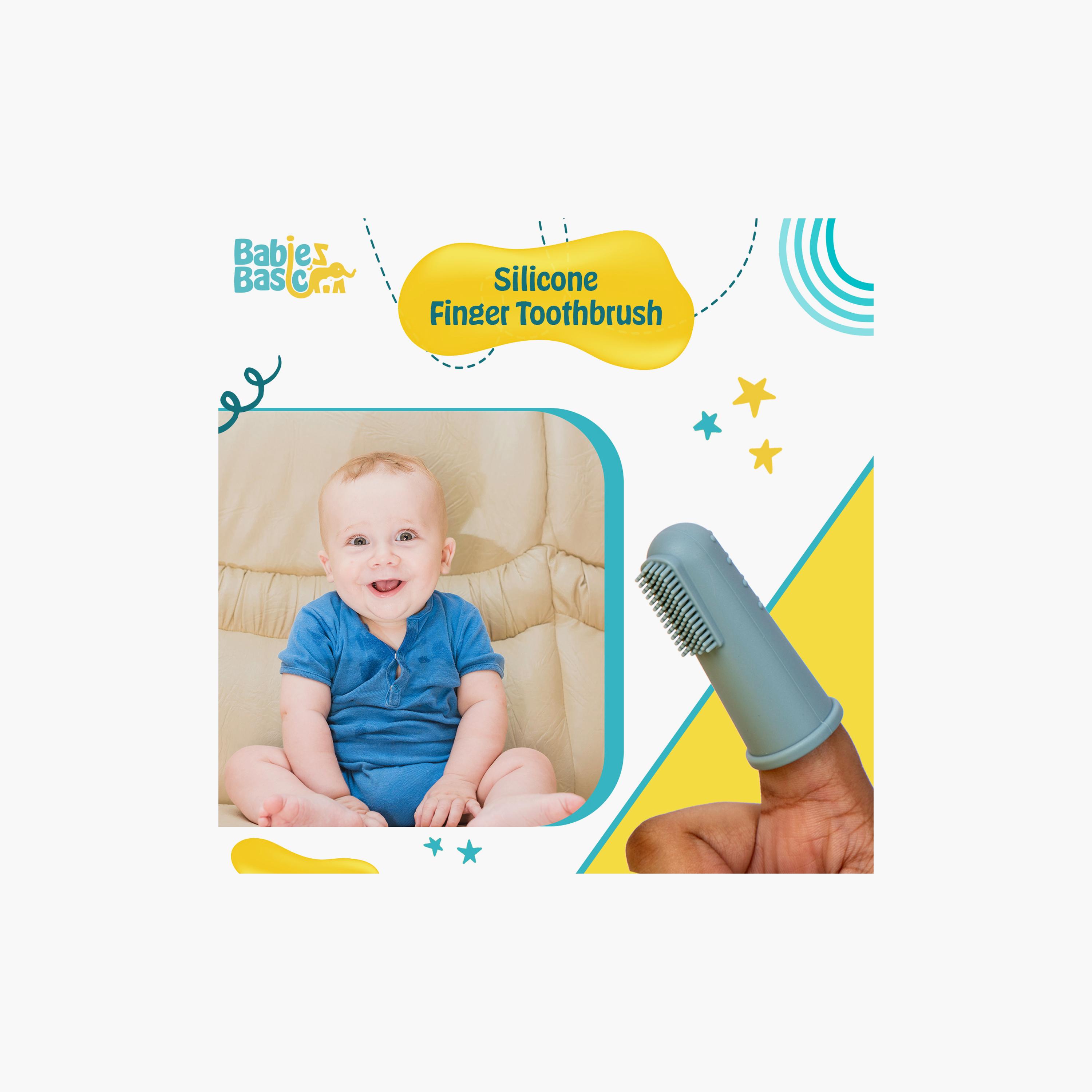 فرشاة أسنان سيليكون مكونة من قطعتين مع حقيبة سفر من بيبيز بيزيك-baby-bathandcare-oralcare-image-2