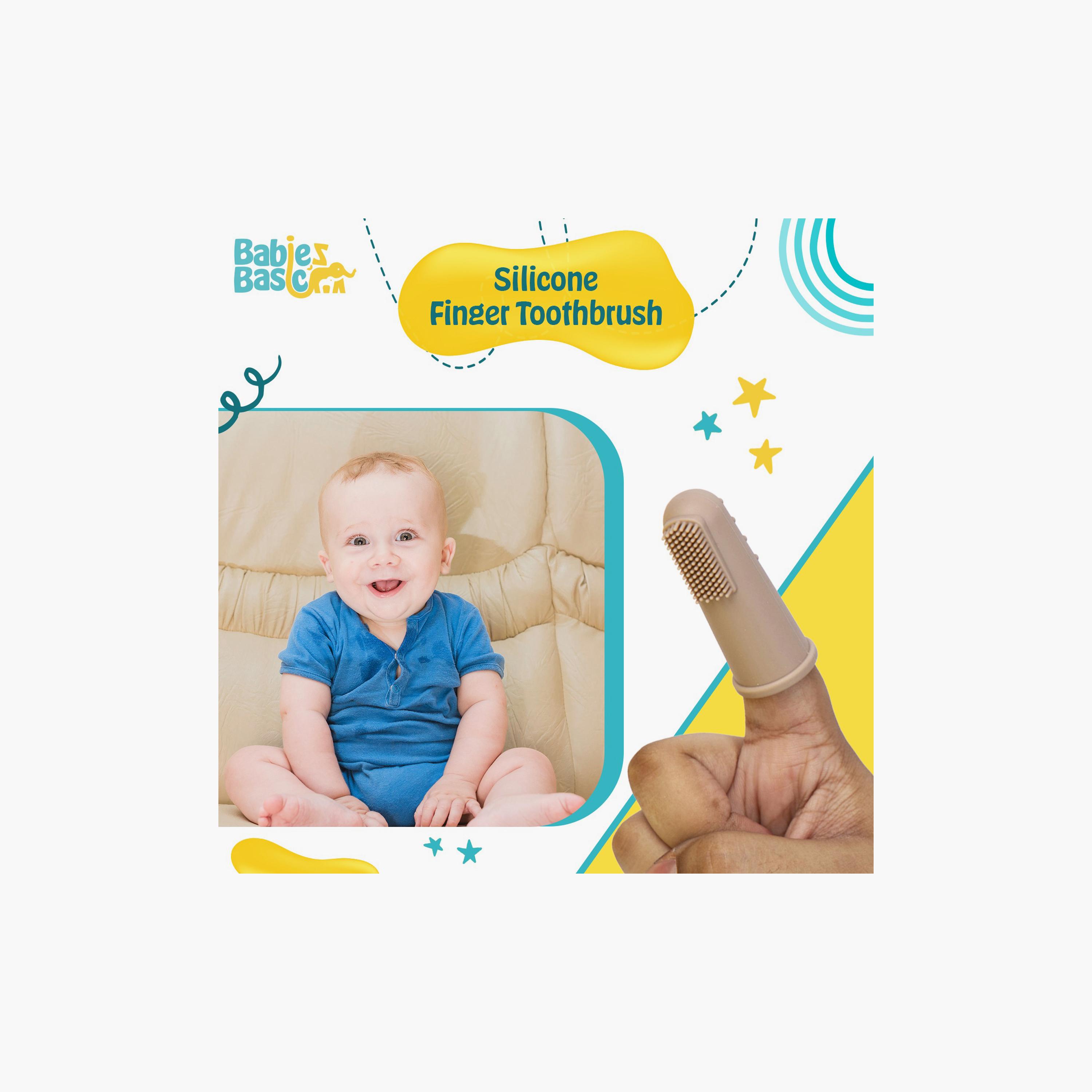 فرشاة أسنان سيليكون مكونة من قطعتين مع حقيبة سفر من بيبيز بيزيك-baby-bathandcare-oralcare-image-3