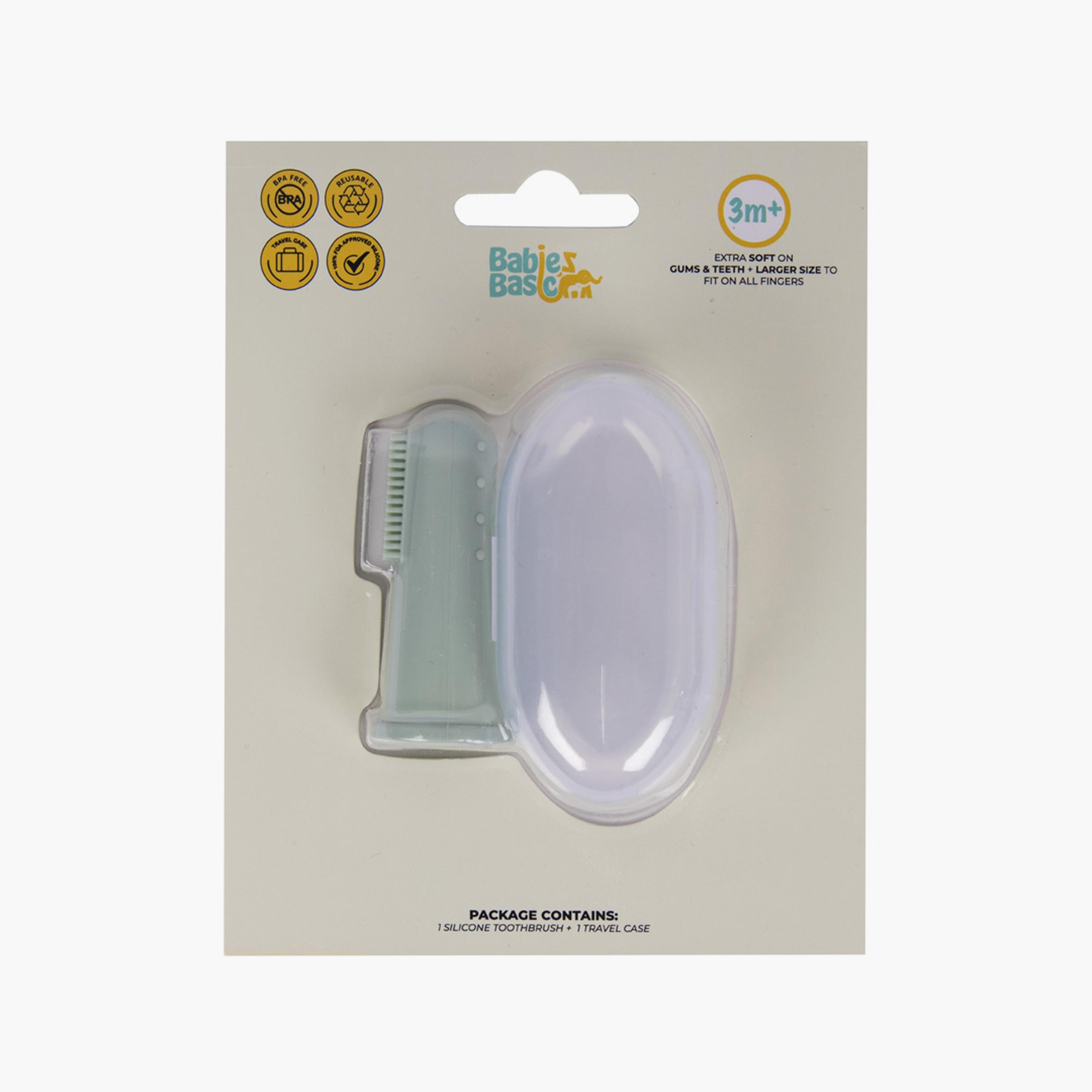 فرشاة أسنان سيليكون مكونة من قطعتين مع حقيبة سفر من بيبيز بيزيك-baby-bathandcare-oralcare-image-1