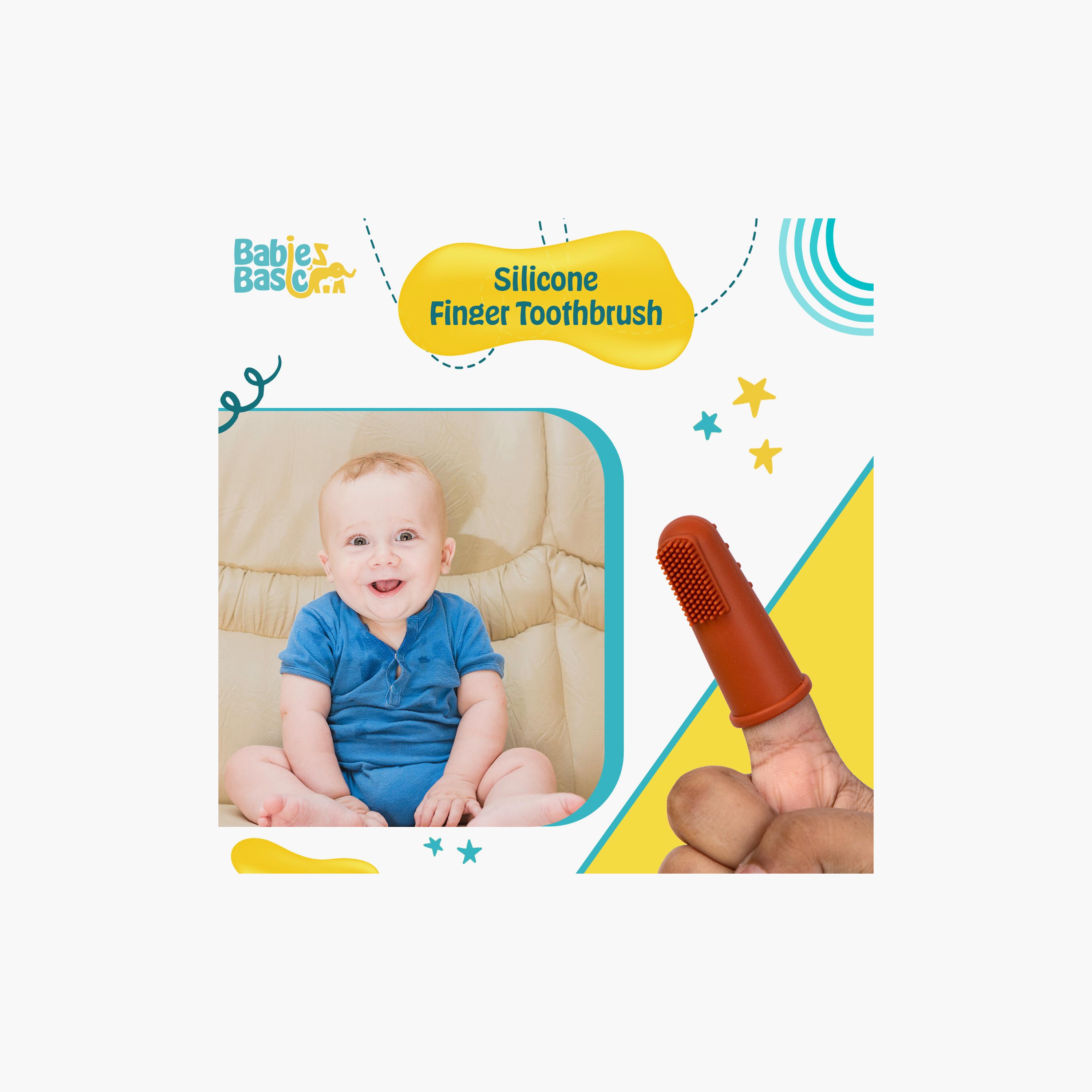فرشاة أسنان سيليكون مكونة من قطعتين مع حقيبة سفر من بيبيز بيزيك-baby-bathandcare-oralcare-image-2