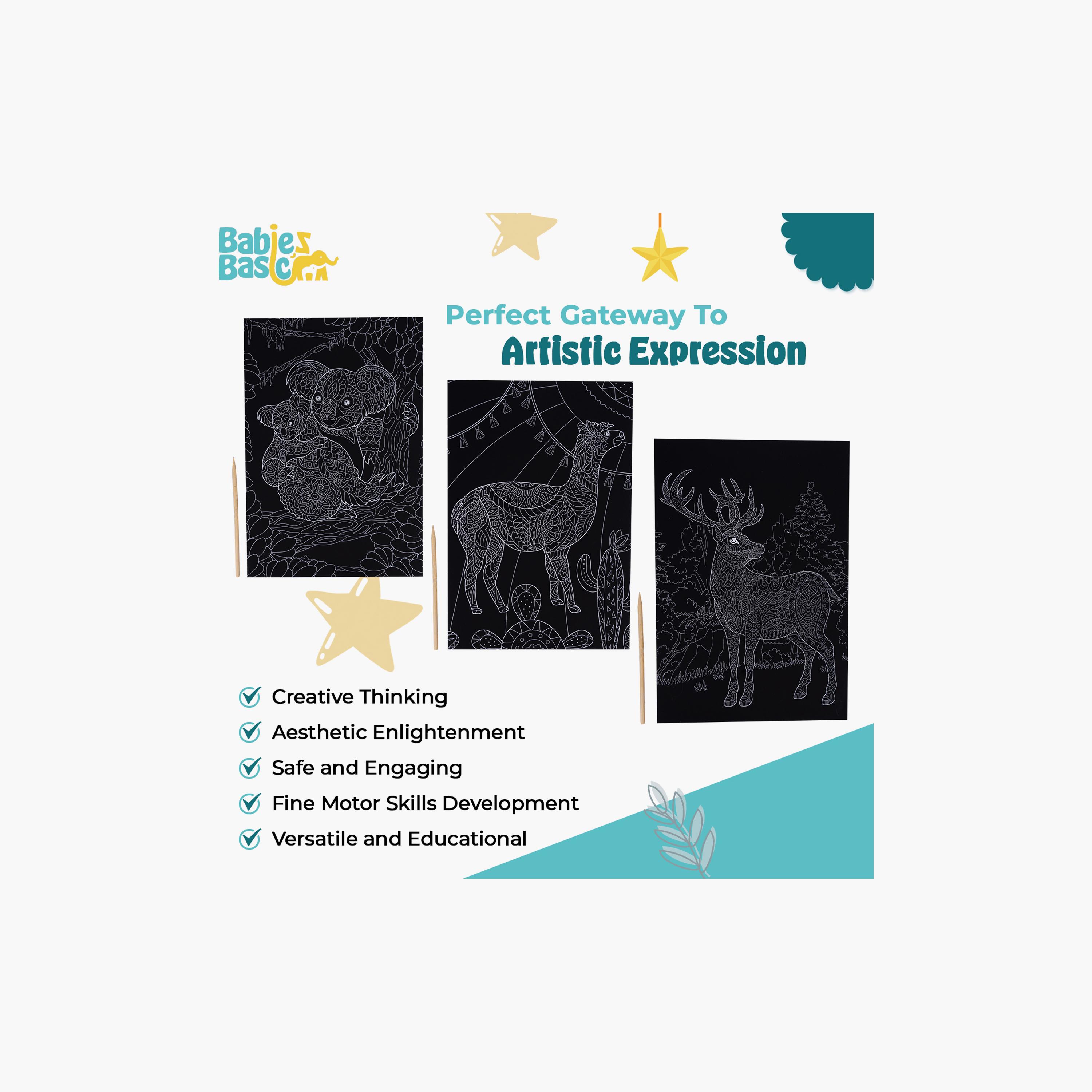 لوحة فنية الخدش السحري من 3 قطع  من بيبيز بيزيك-school-artsandcrafts-image-3