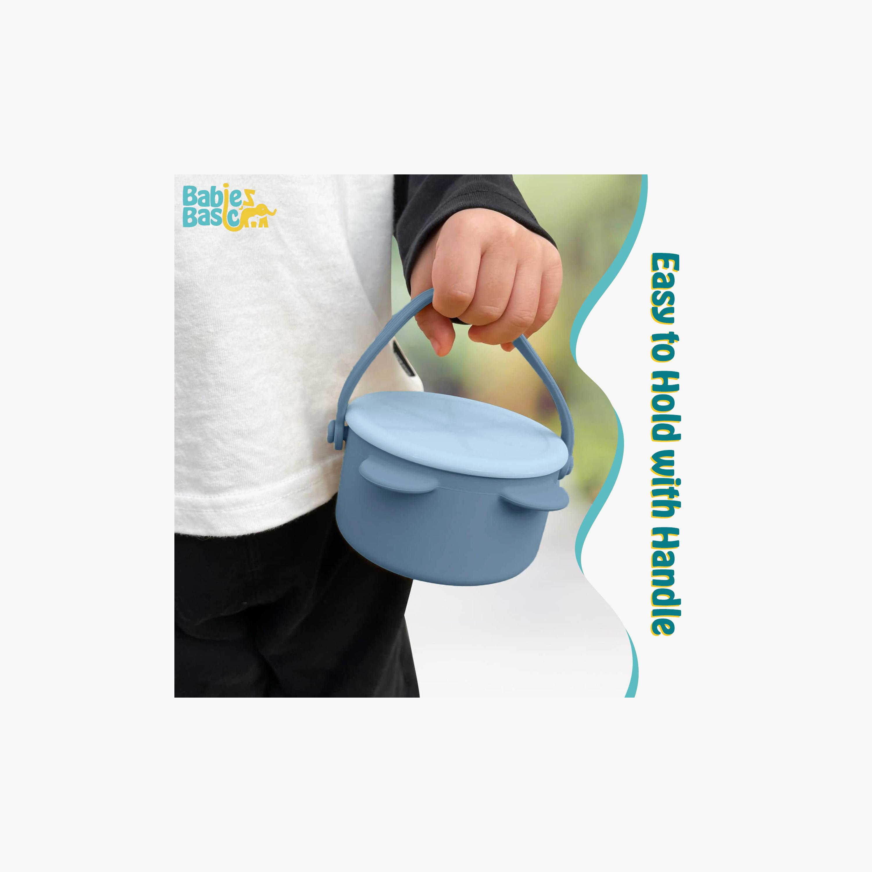 علبة أكواب الوجبات الخفيفة المصنوعة من السيليكون الخالية من مادة BPA مع غطاء من بيبيز بيزيك-baby-feeding-mealtimeessentials-image-3
