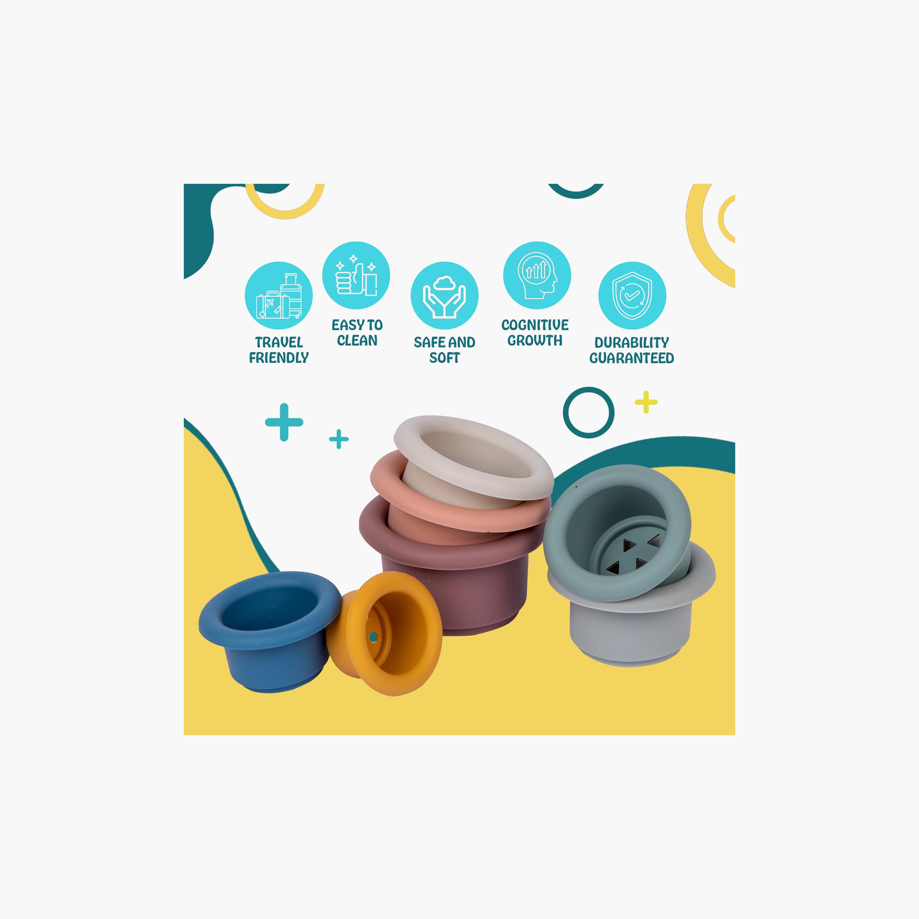 Babies Basic 7-Piece BPA Free Cup Shaped Silicone Stacking Toy-toys-babyandtoddlertoys-stackingandnestingtoys-image-2