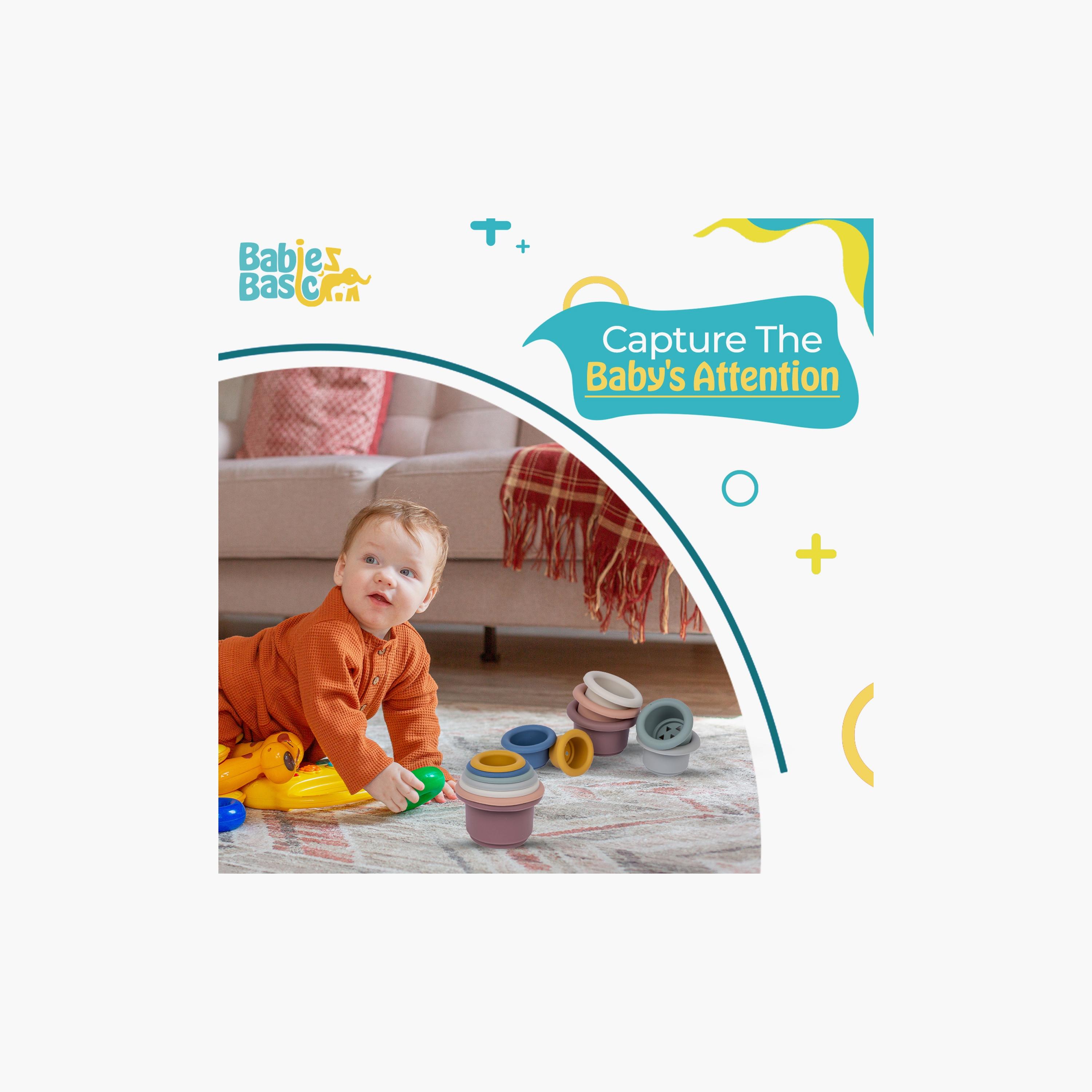 Babies Basic 7-Piece BPA Free Cup Shaped Silicone Stacking Toy-toys-babyandtoddlertoys-stackingandnestingtoys-image-3