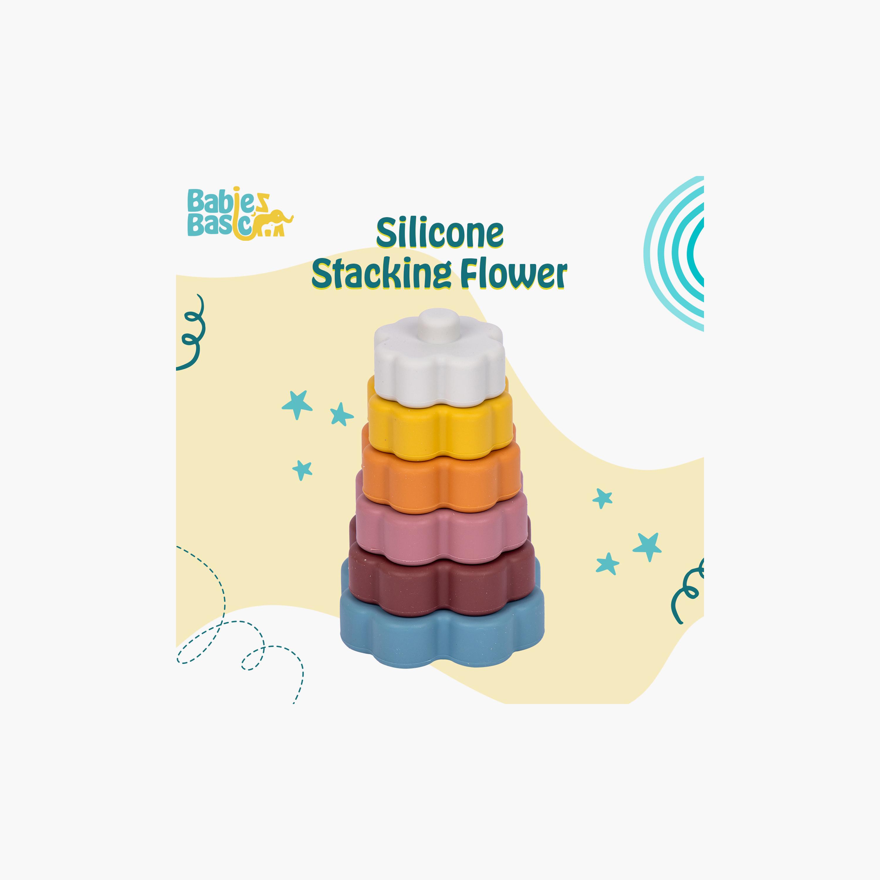 لعبة تكديس زهرة من السيليكون خالية من مادة BPA مكونة من 6 قطع من بيبيز بيزيك-toys-babyandtoddlertoys-stackingandnestingtoys-image-4