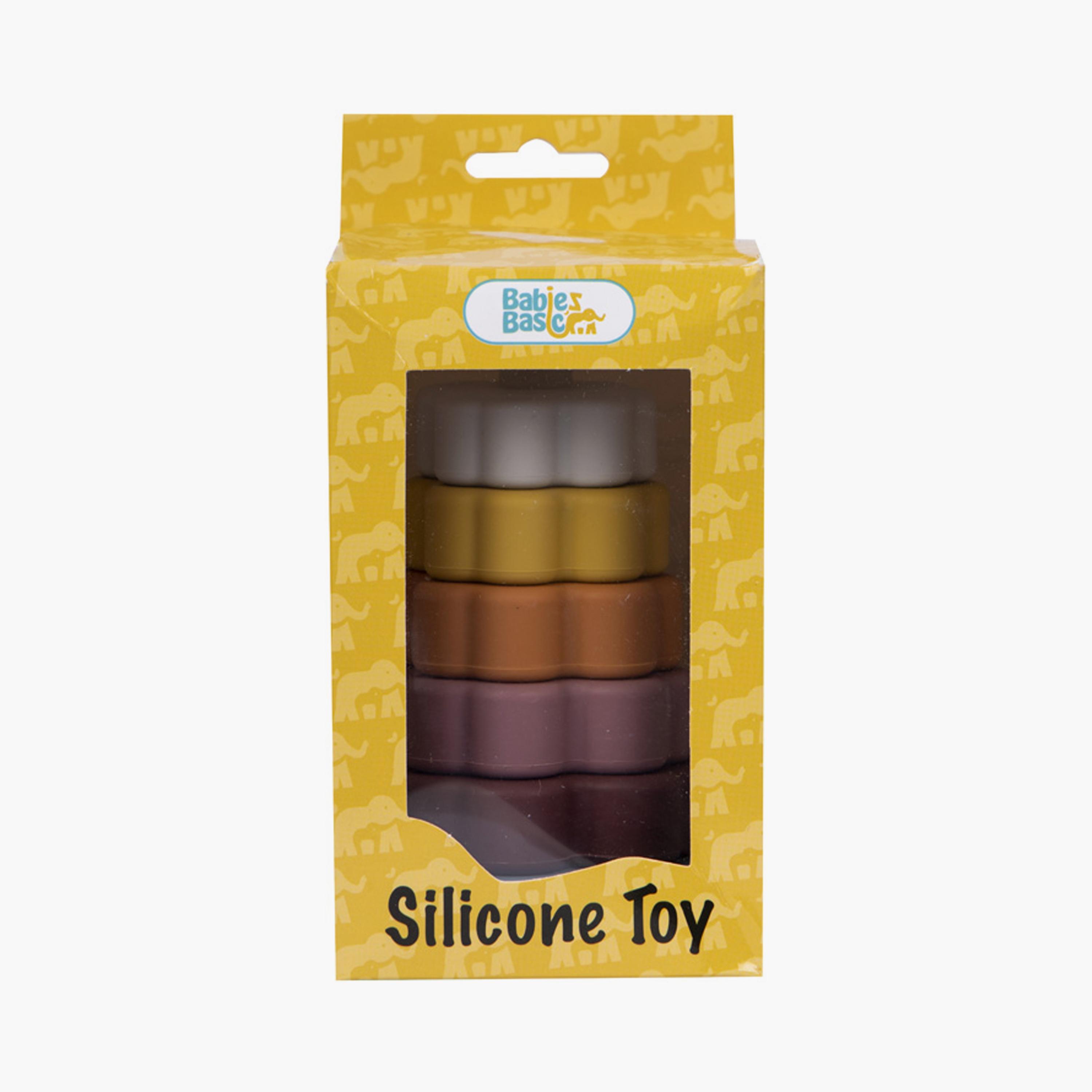 لعبة تكديس زهرة من السيليكون خالية من مادة BPA مكونة من 6 قطع من بيبيز بيزيك-toys-babyandtoddlertoys-stackingandnestingtoys-image-1