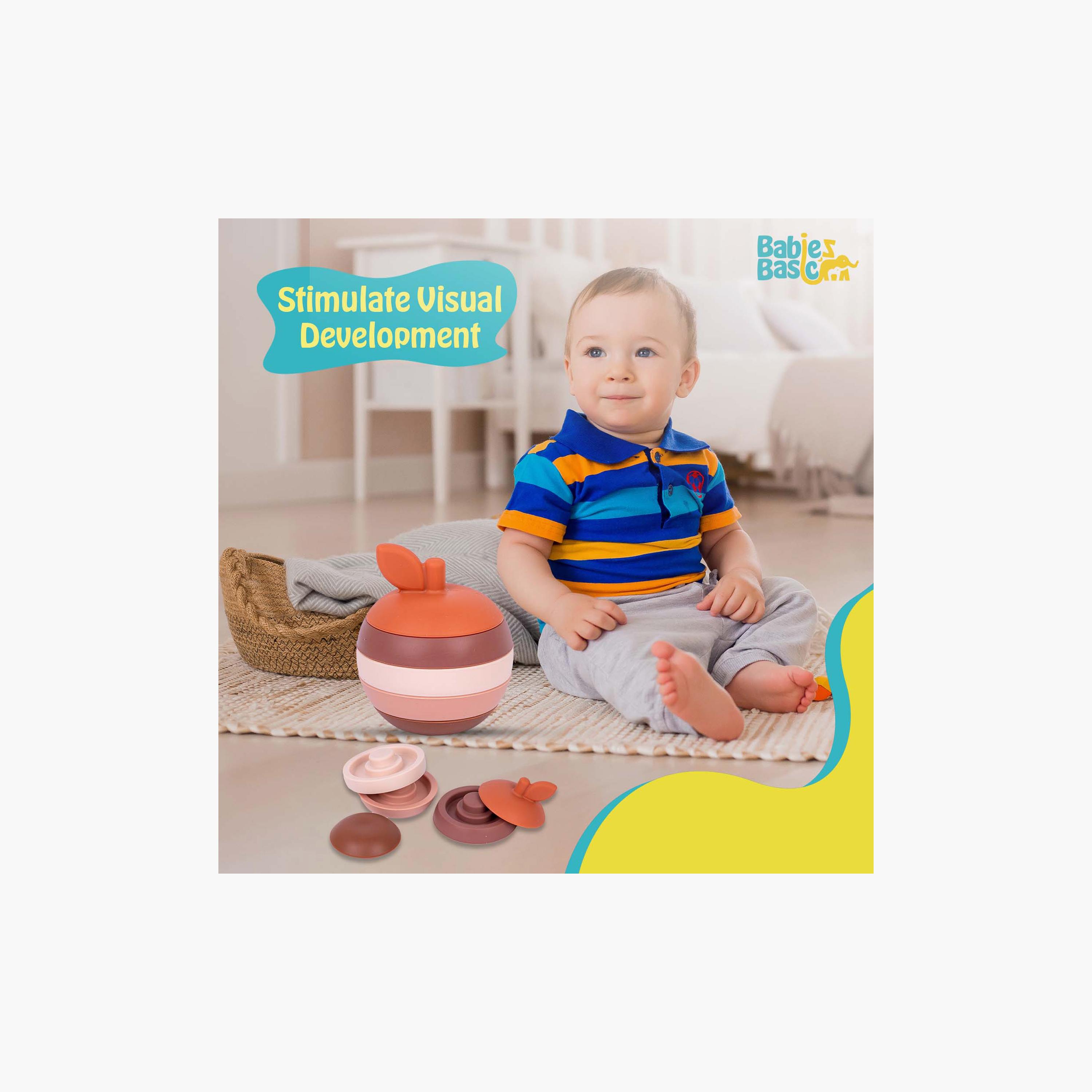 Babies Basic 5-Piece BPA Free Apple Shaped Silicone Stacking Toy-toys-babyandtoddlertoys-stackingandnestingtoys-image-4