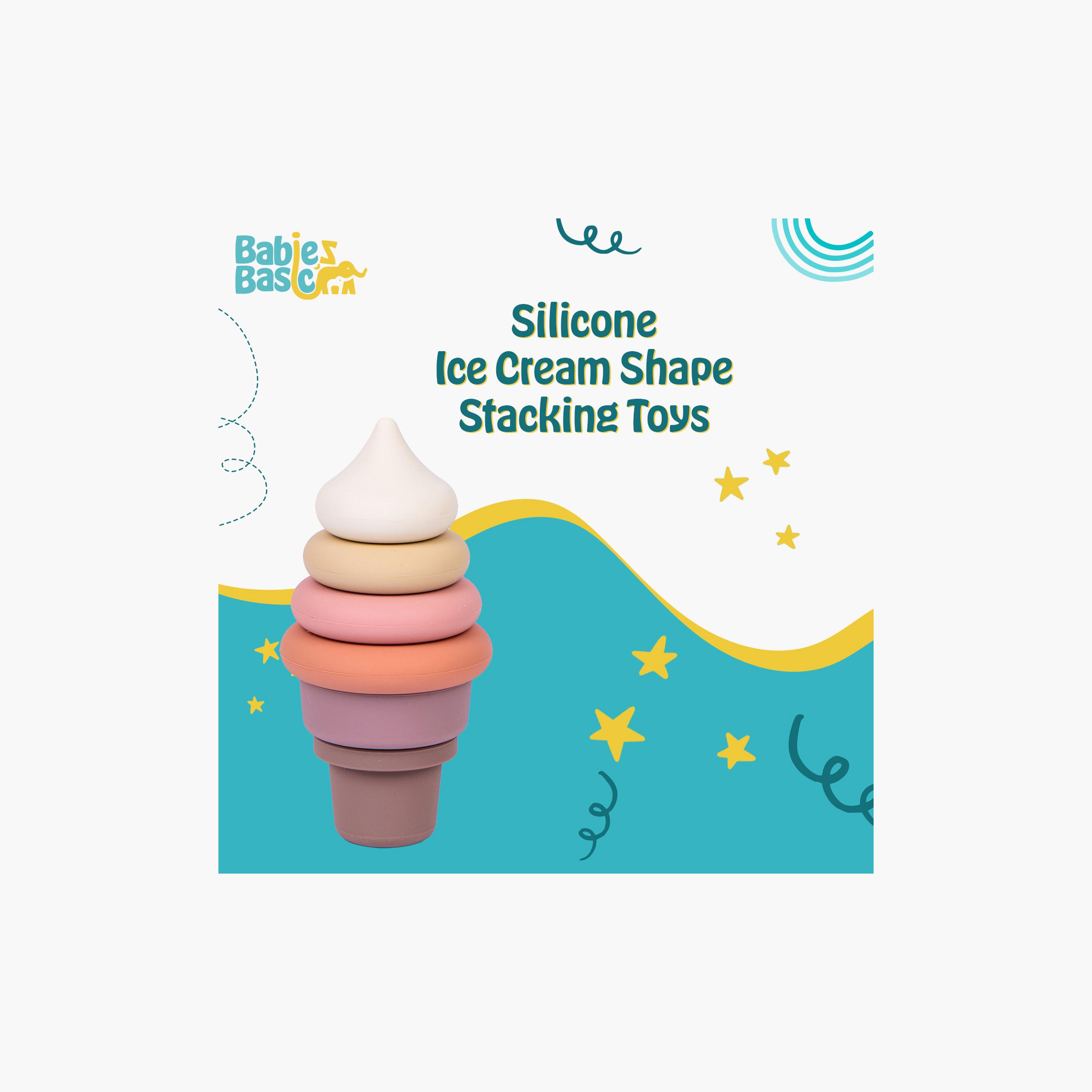Babies Basic 6-Piece BPA Free Ice Cream Shaped Silicone Stacking Toy-toys-babyandtoddlertoys-stackingandnestingtoys-image-2