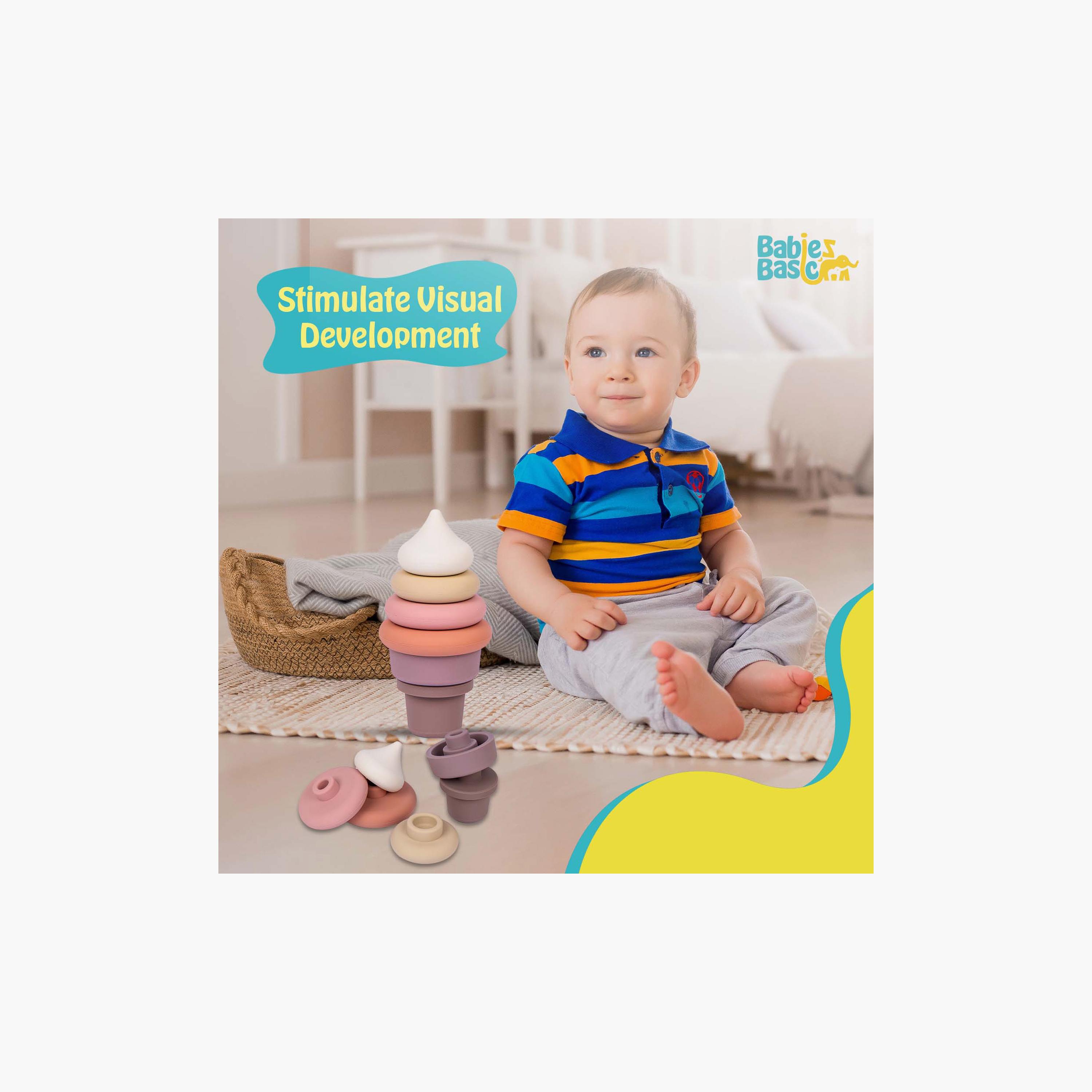 Babies Basic 6-Piece BPA Free Ice Cream Shaped Silicone Stacking Toy-toys-babyandtoddlertoys-stackingandnestingtoys-image-4