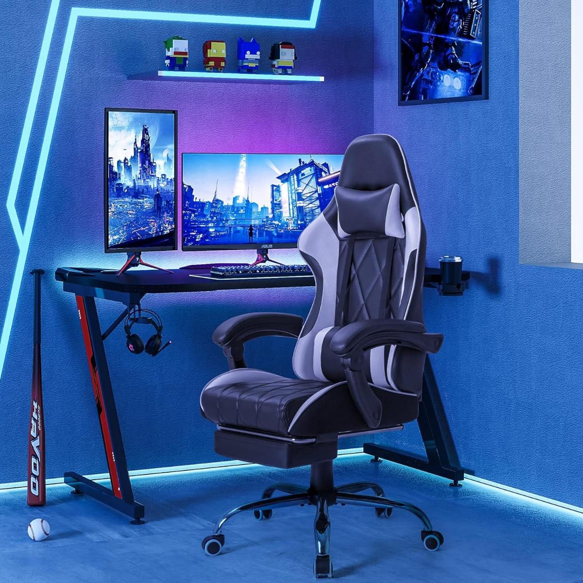 Gaming Chair with Massage Lumbar Support-furniture-livingroom-gameroomfurniture-image-2