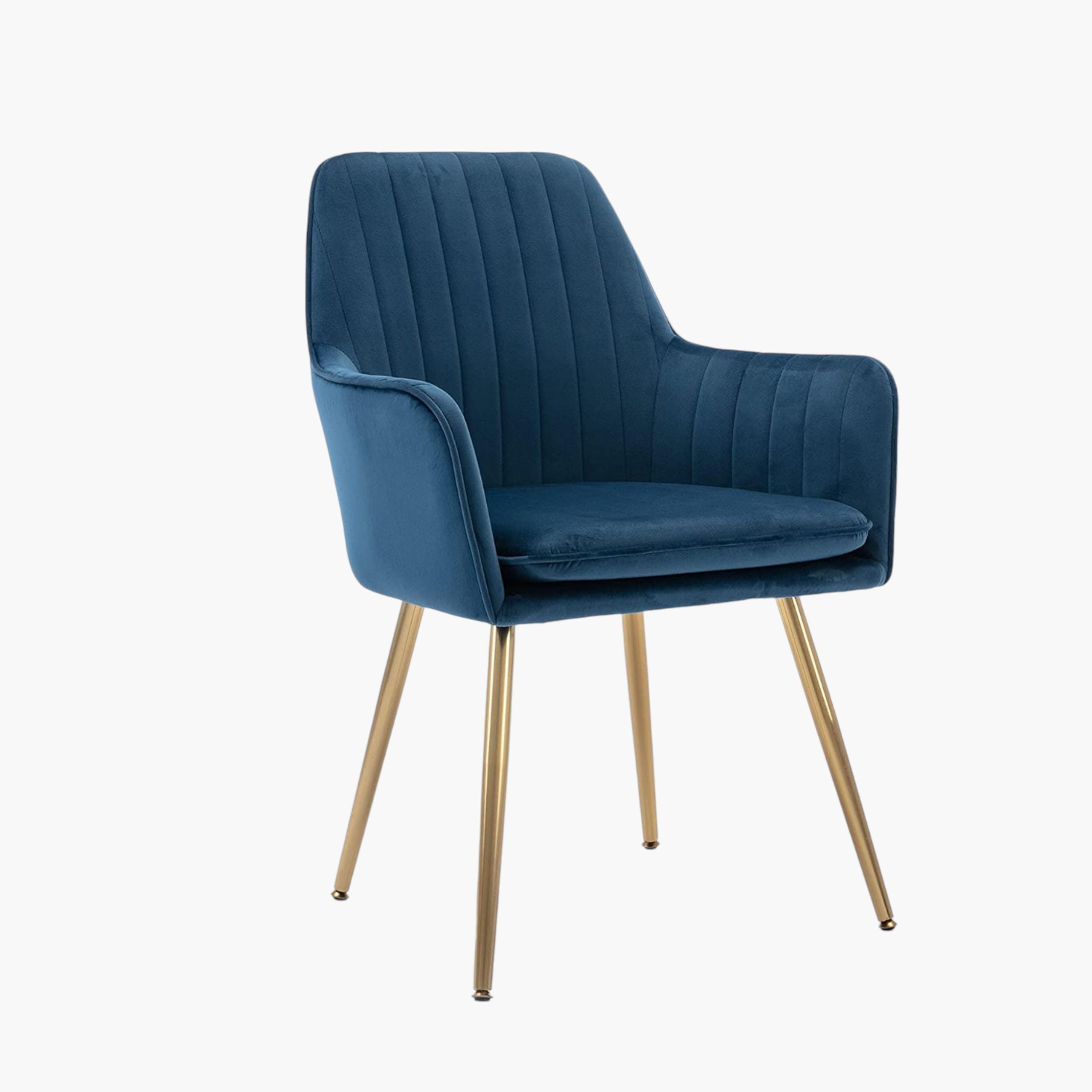 Velvet Dining Chair with Metal Legs-furniture-diningroom-chairsandbenches-image-1