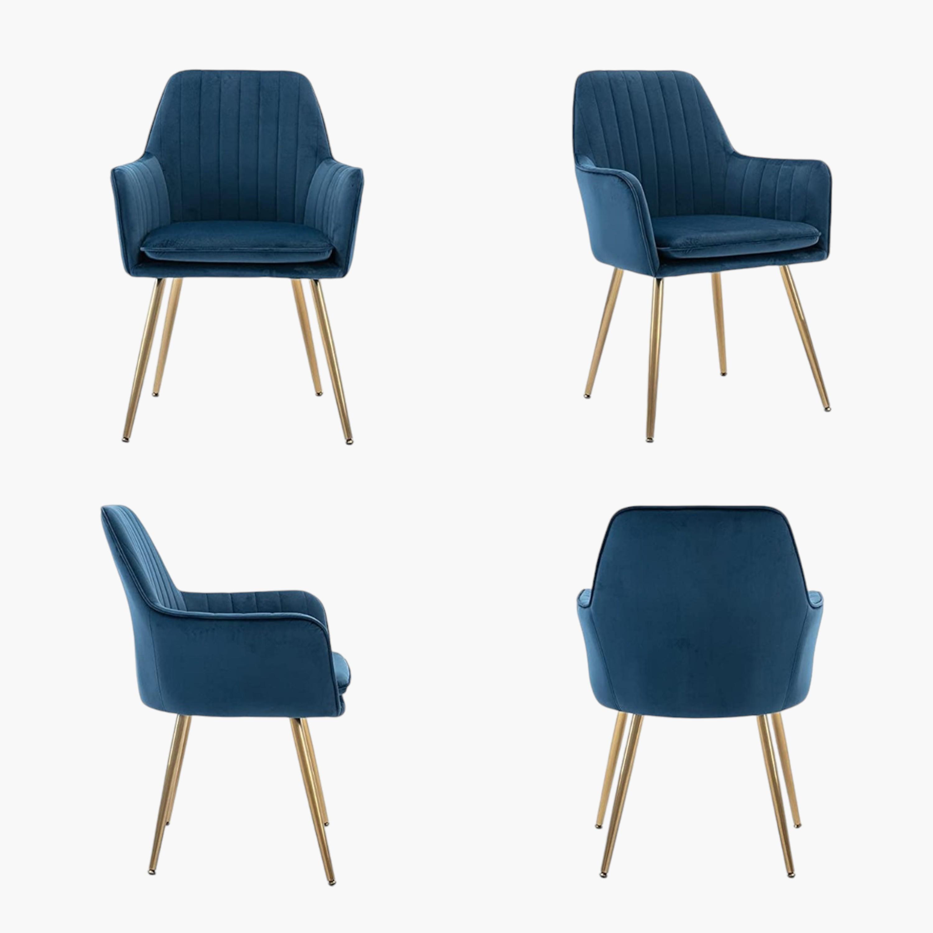 Velvet Dining Chair with Metal Legs-furniture-diningroom-chairsandbenches-image-4
