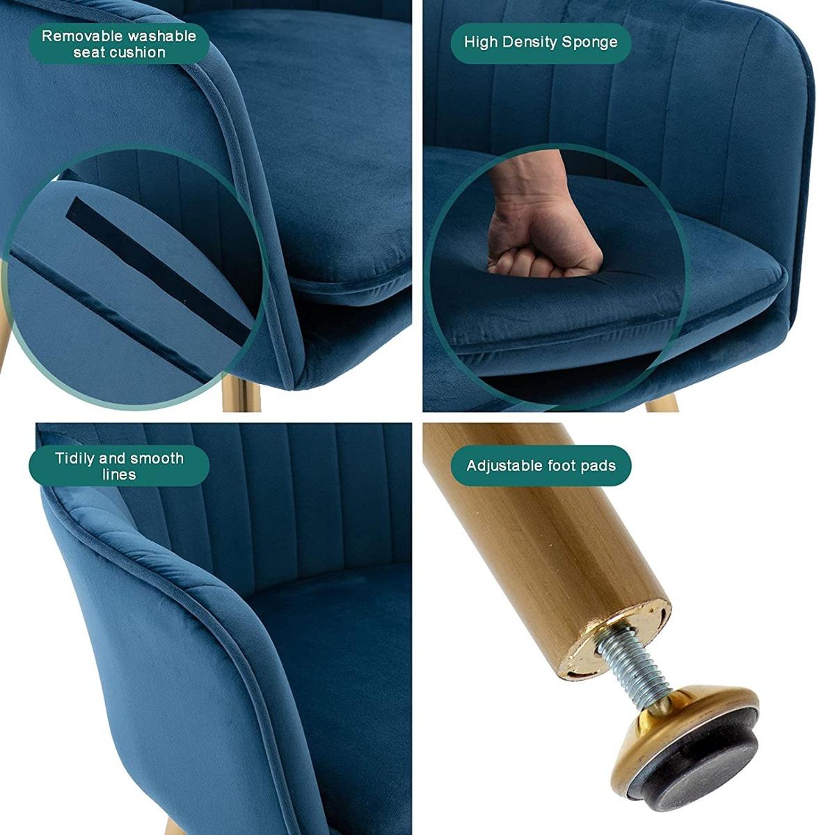 Velvet Dining Chair with Metal Legs-furniture-diningroom-chairsandbenches-image-5