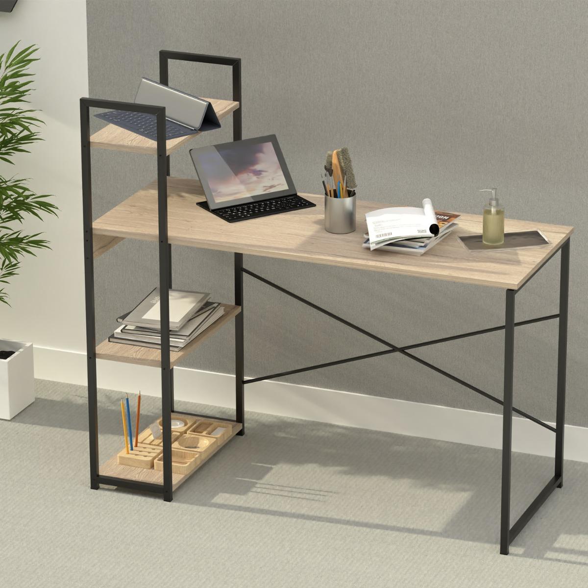 Computer Workstation Table with 4 Shelves - 110x48x120 cms-furniture-livingroom-consoletablesandmirrors-image-1