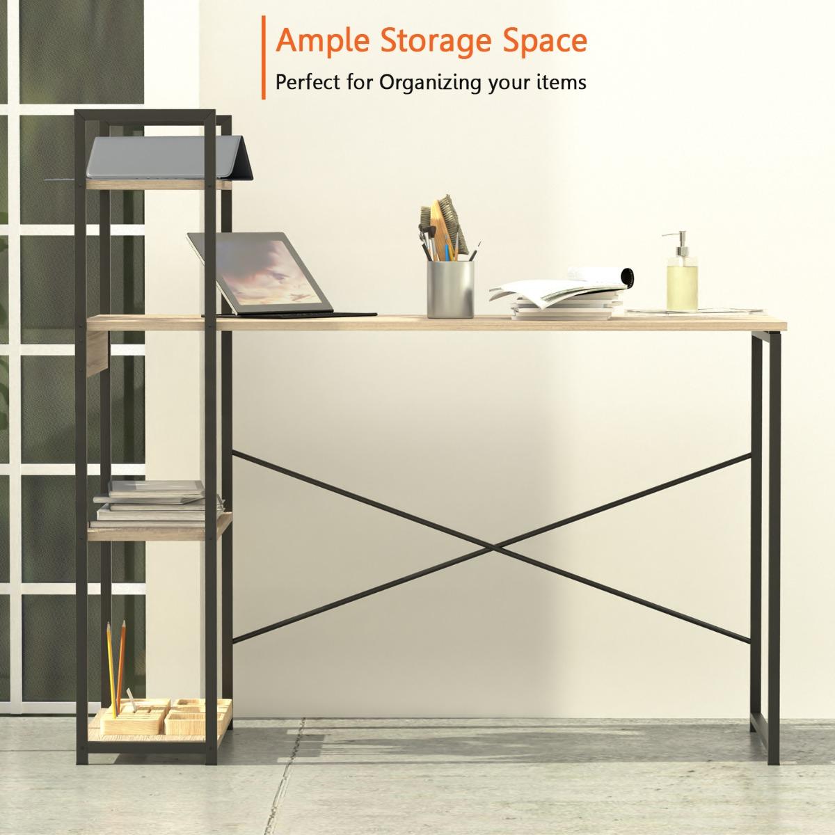 Computer Workstation Table with 4 Shelves - 110x48x120 cms-furniture-livingroom-consoletablesandmirrors-image-2