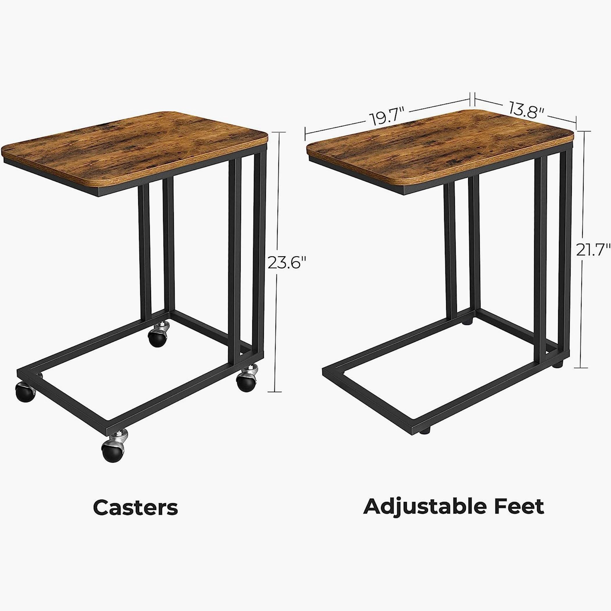 Wooden Top Side Table with Wheels - 50x35x55 cm-furniture-livingroom-sideandendtables-image-2
