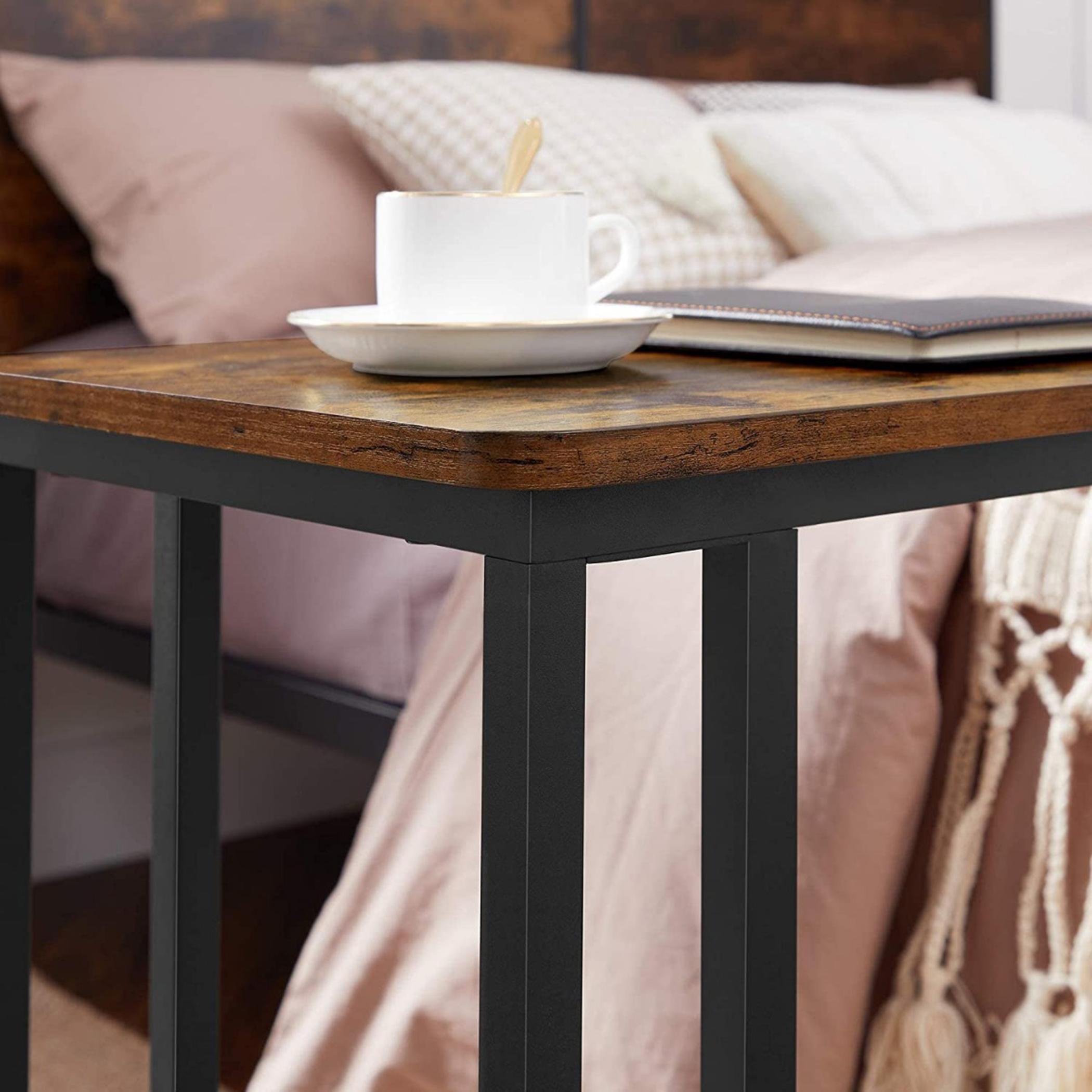 Wooden Top Side Table with Wheels - 50x35x55 cm-furniture-livingroom-sideandendtables-image-5